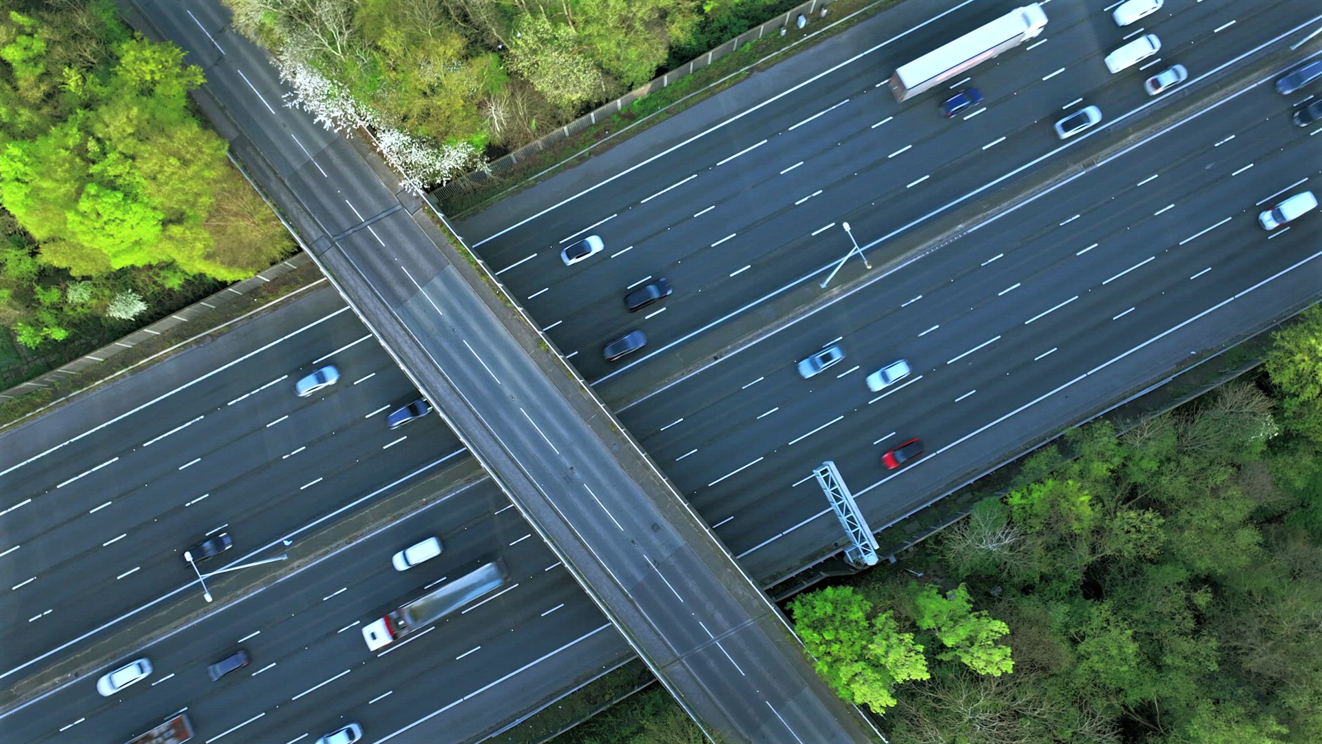 M25 Motorway Traffic Flow Aerial View