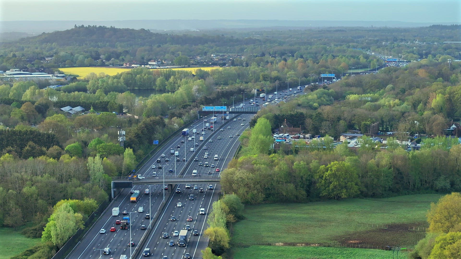 M25 Motorway Traffic Flow Aerial View
