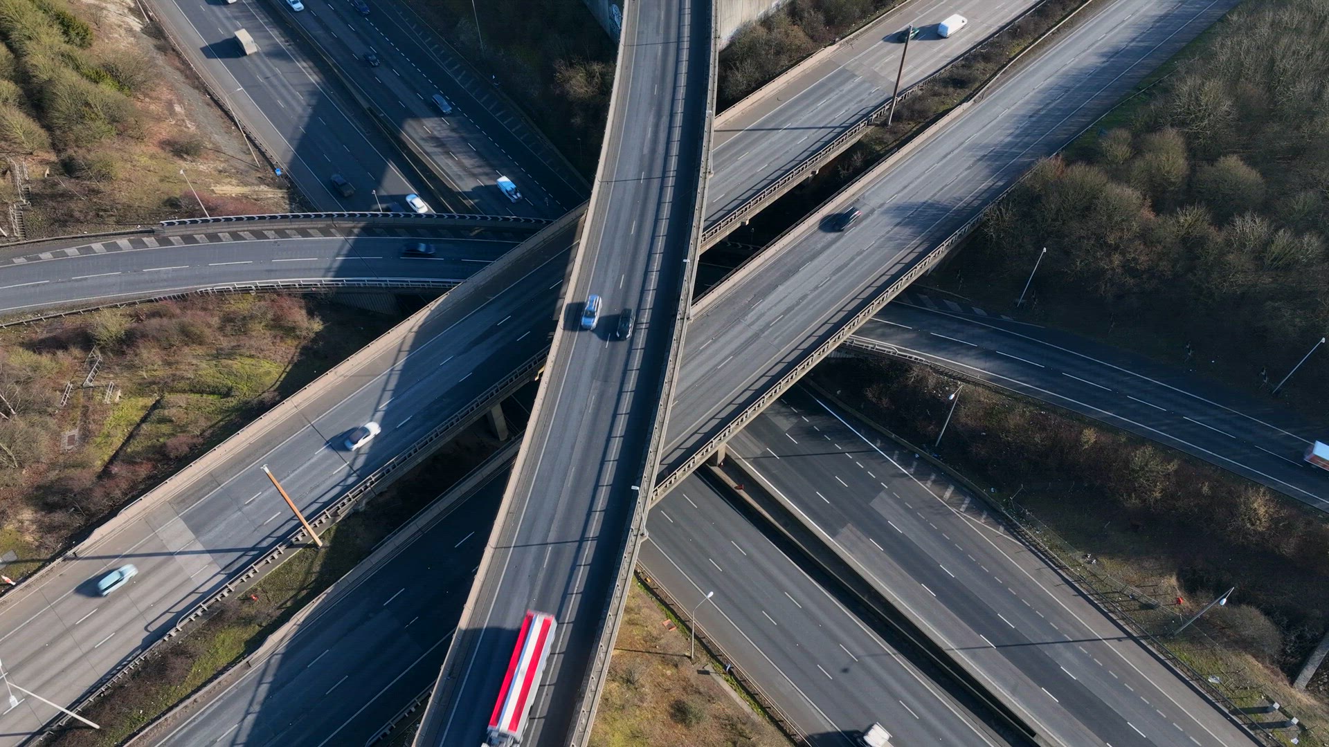 UK Highways M25 and M1 Motorways Interchange Aerial View