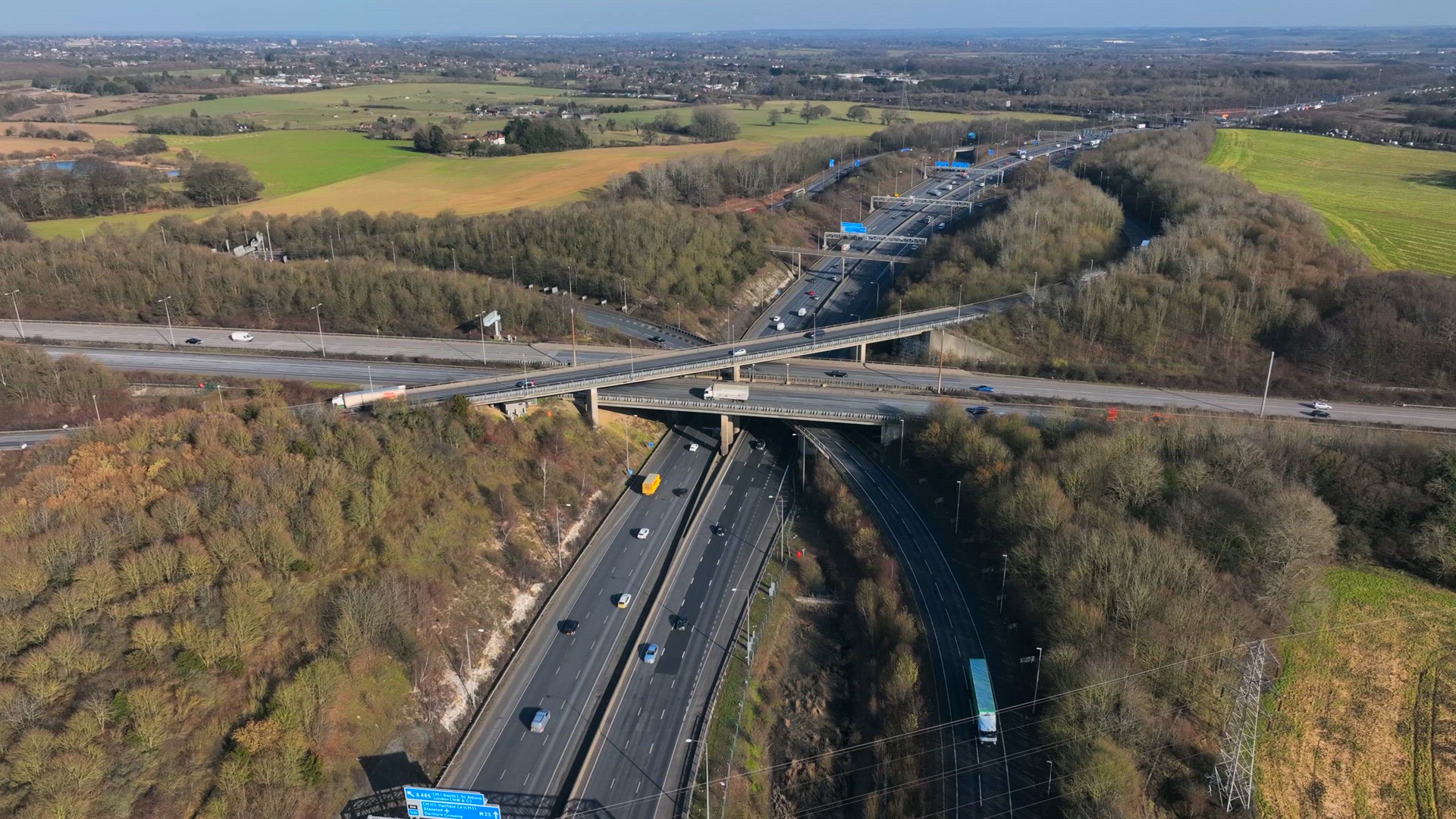 Motorway Interchange Junction M1 M25 Time Lapse at Rush Hour