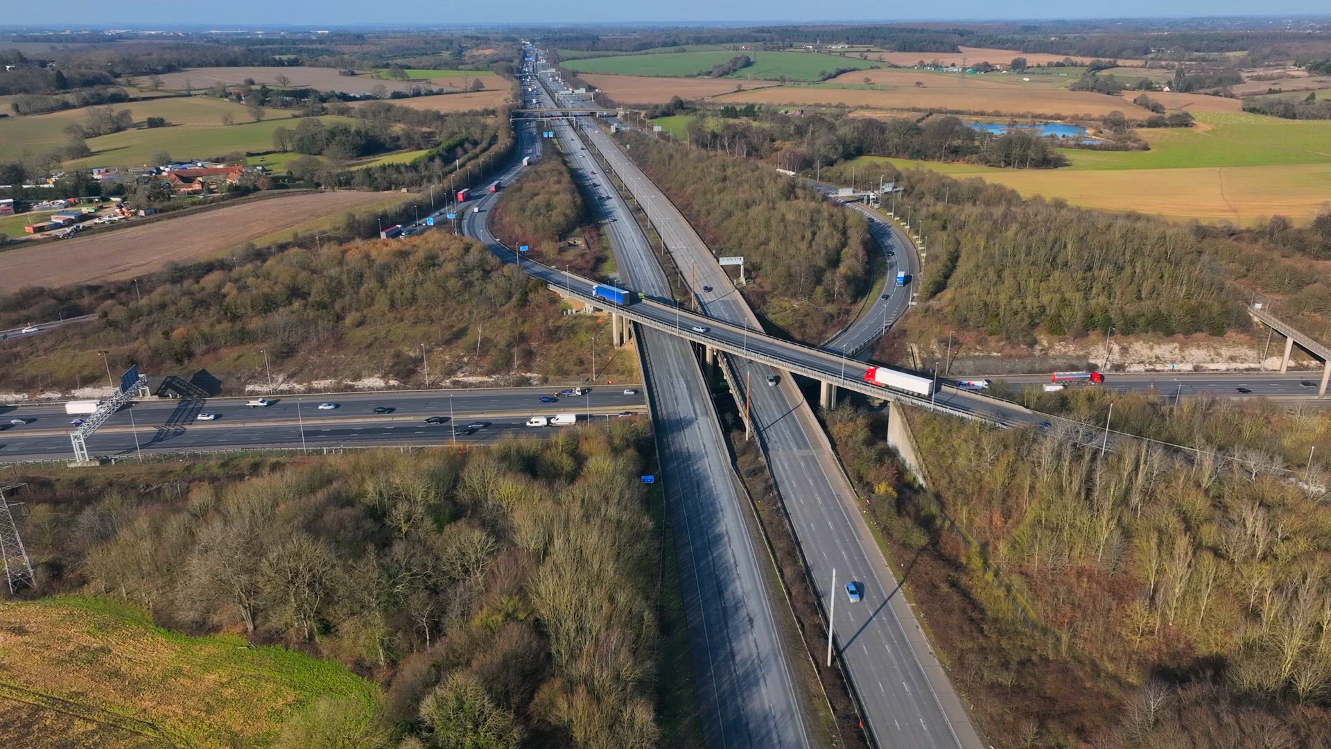 M25 and M1 Motorway Interchange Junctions Aerial View