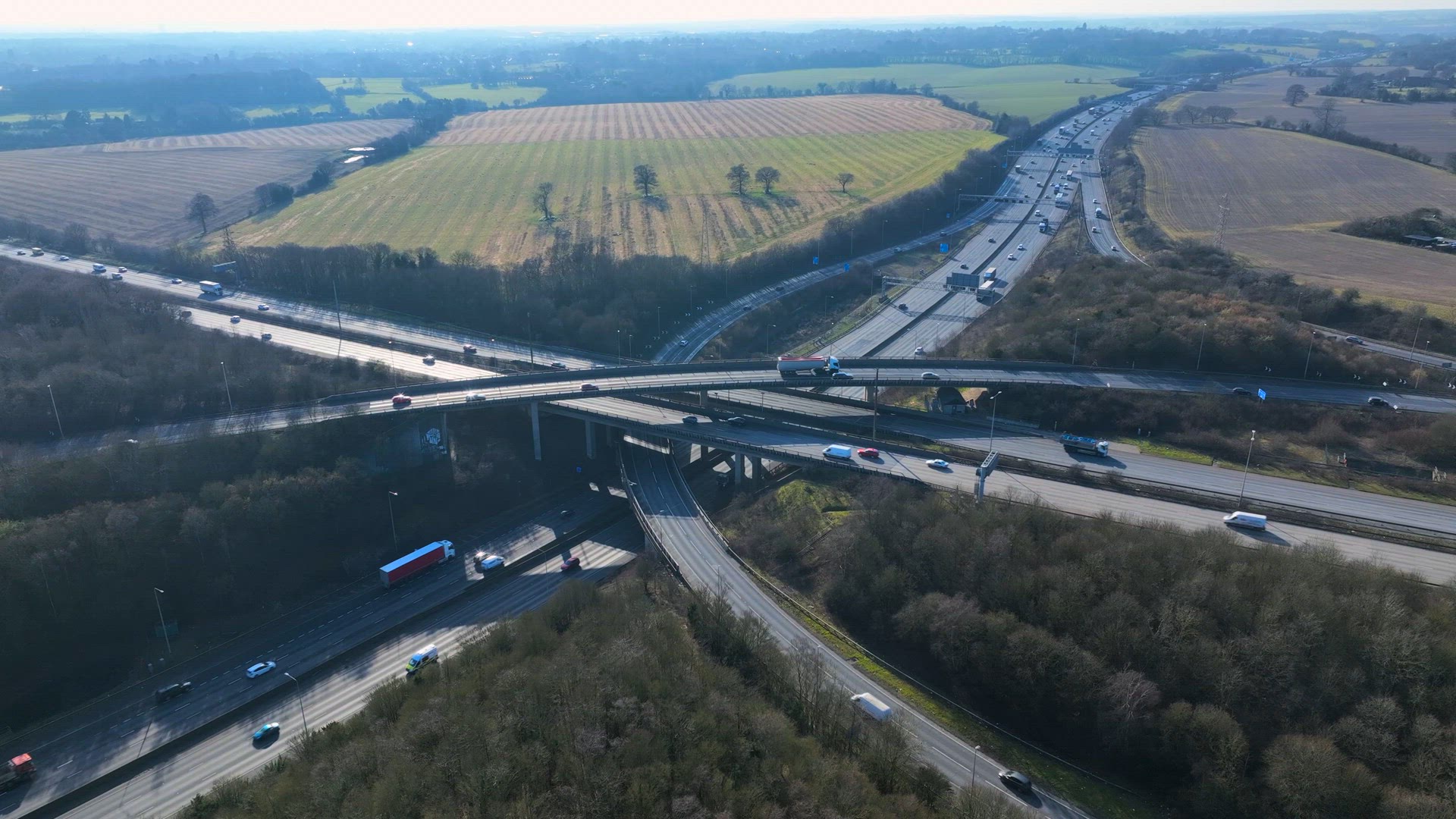 M25 and M1 Motorway Interchange Junctions Aerial View
