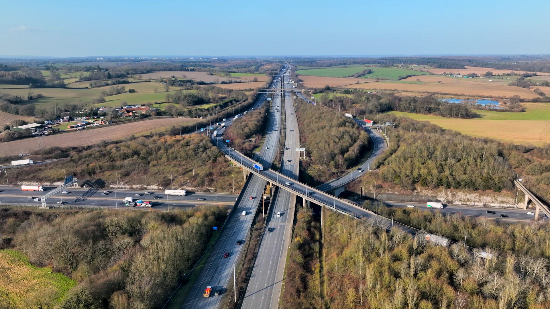 M25 and M1 Motorway Interchange Junctions Aerial View