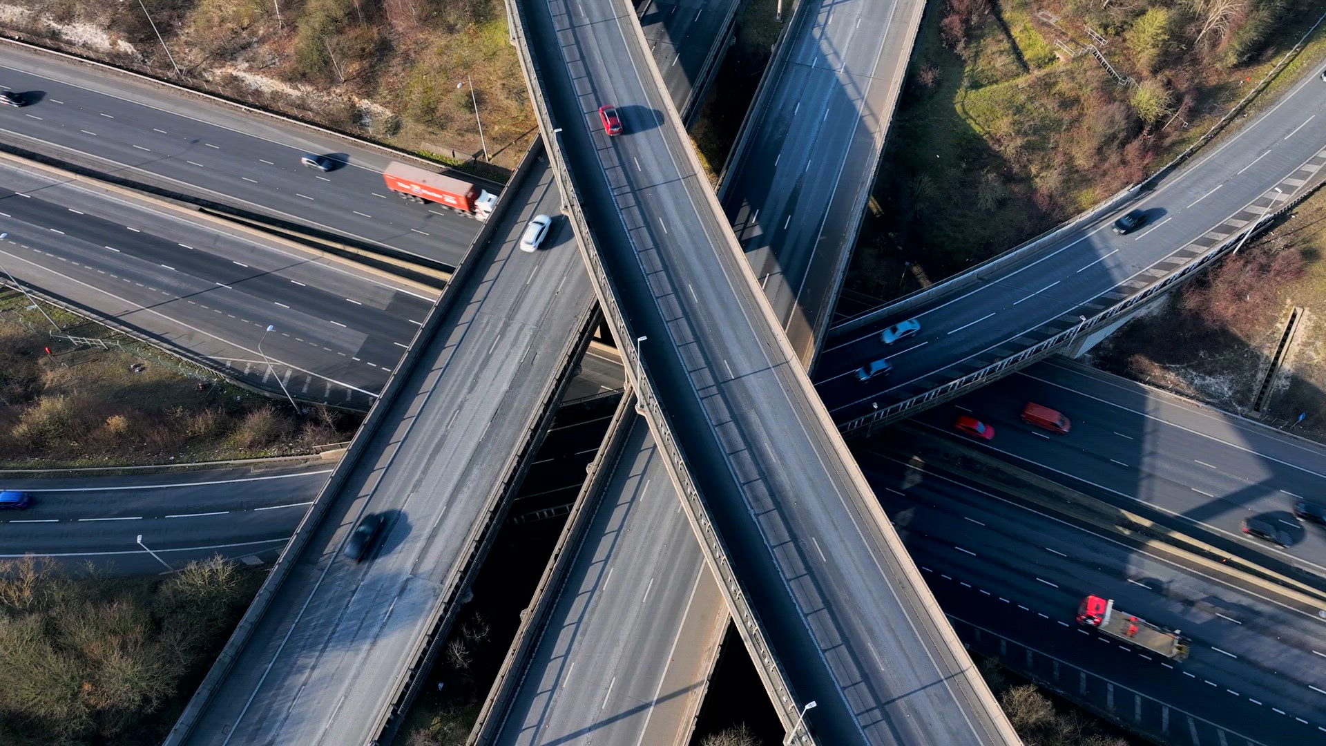 UK Highways M25 and M1 Motorways Interchange Aerial View