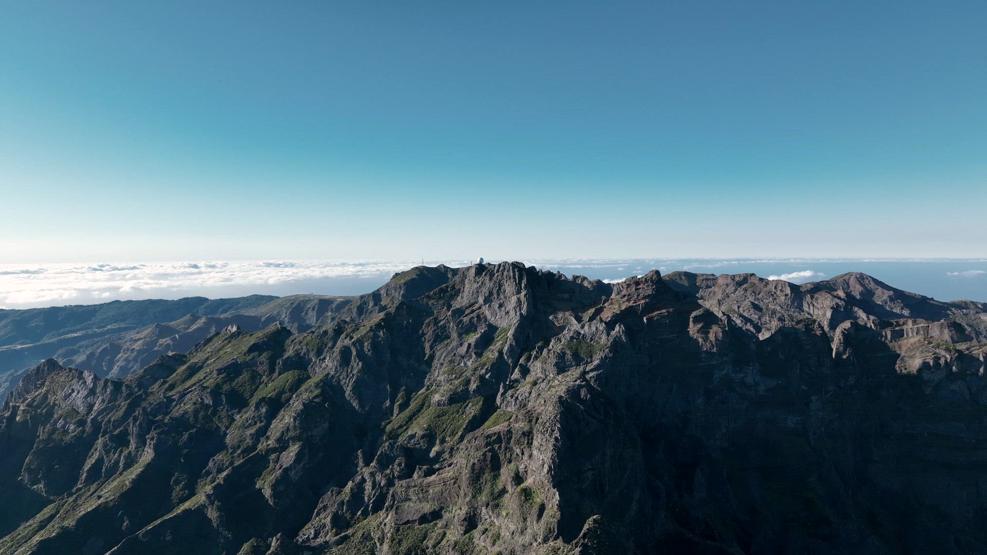 Military Radar Station Atop a Mountain Aerial View