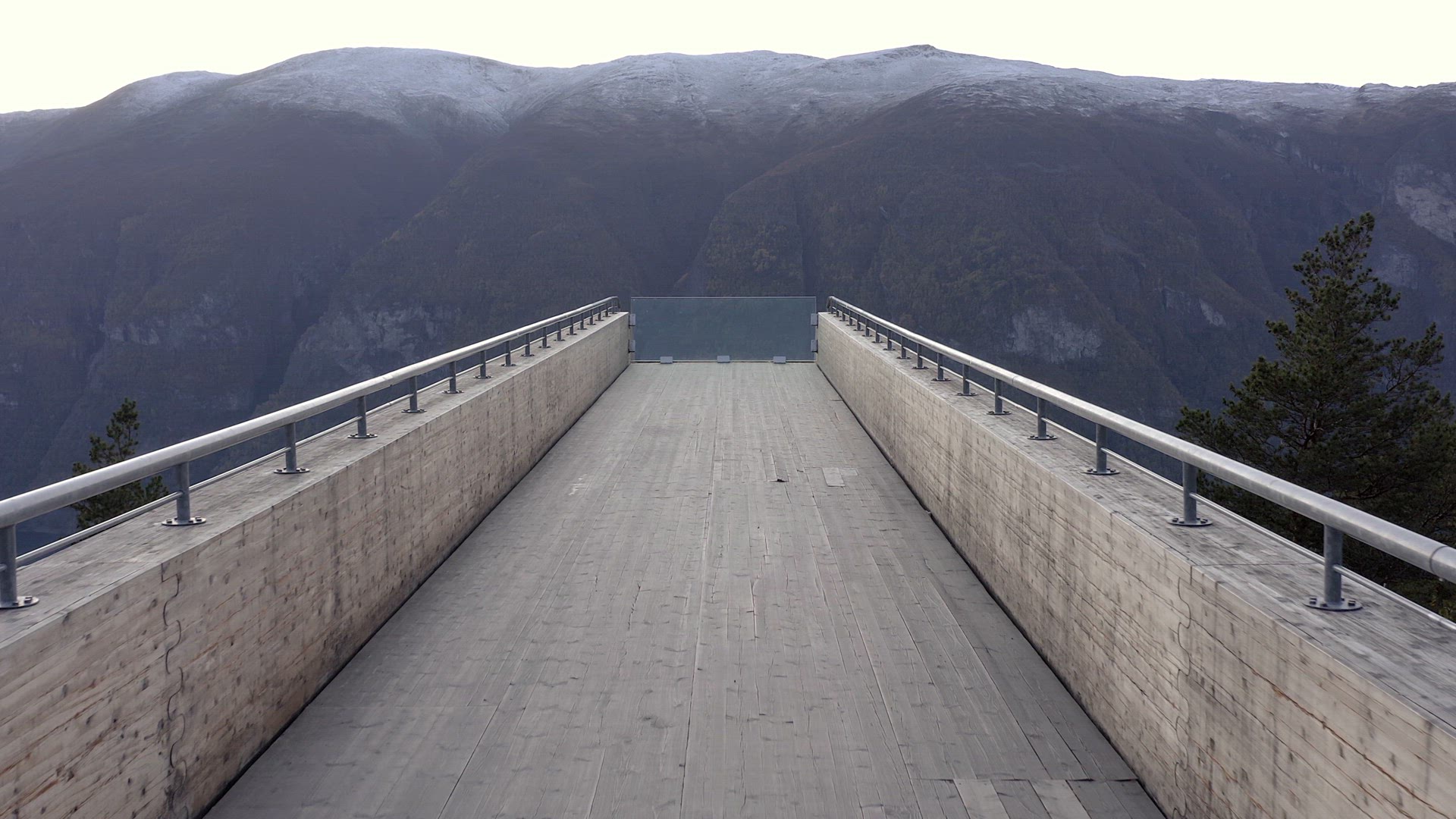 Flyover Shot of a Lookout Point in Norway to a Fjord