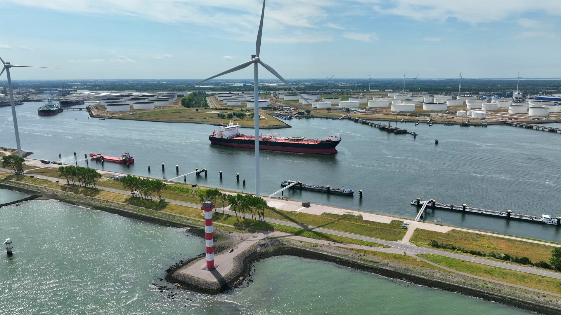 Oil Tanker Ship Traversing Rotterdam Port