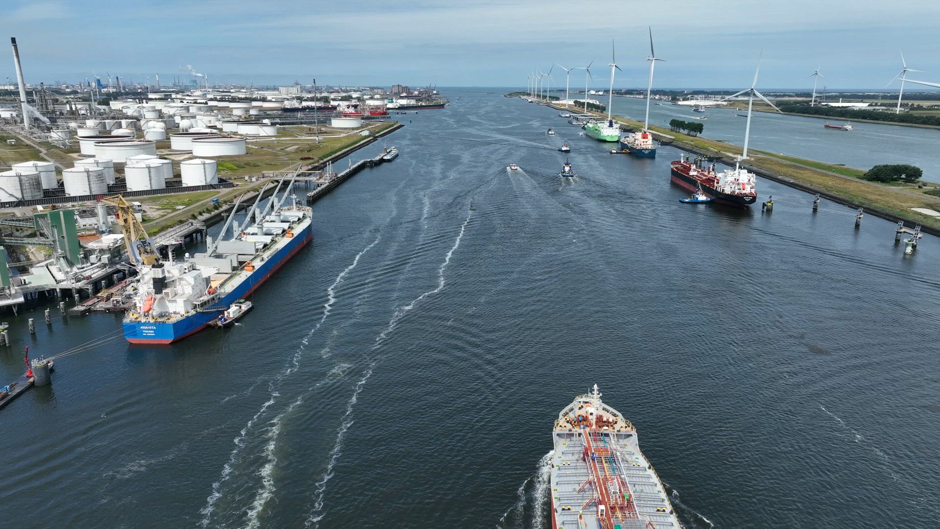 Crude Oil Tanker Ship at a Port Ready to Unload Petrochemicals at a Depot