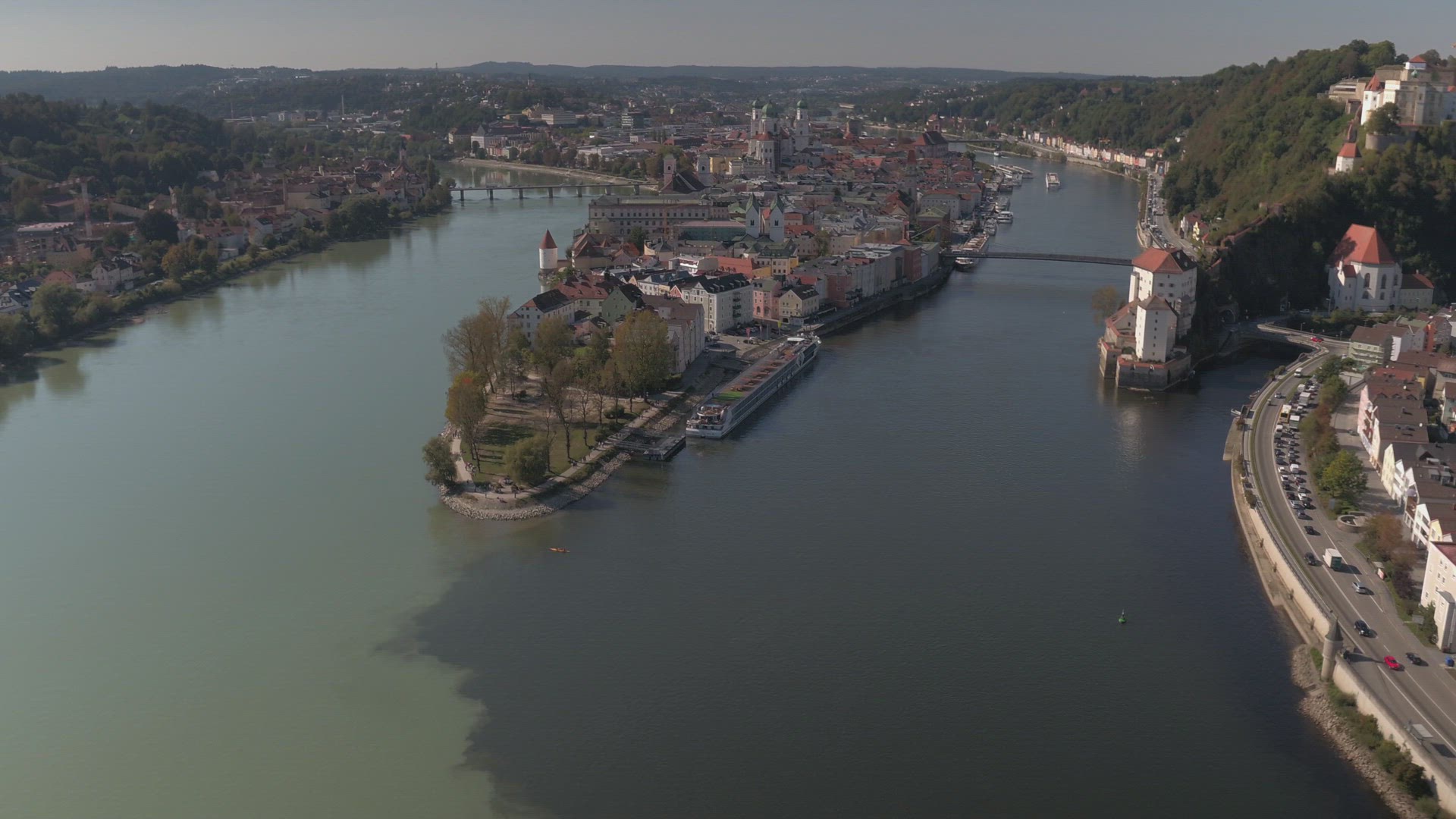 Passau in Germany Rising Reveal of the City