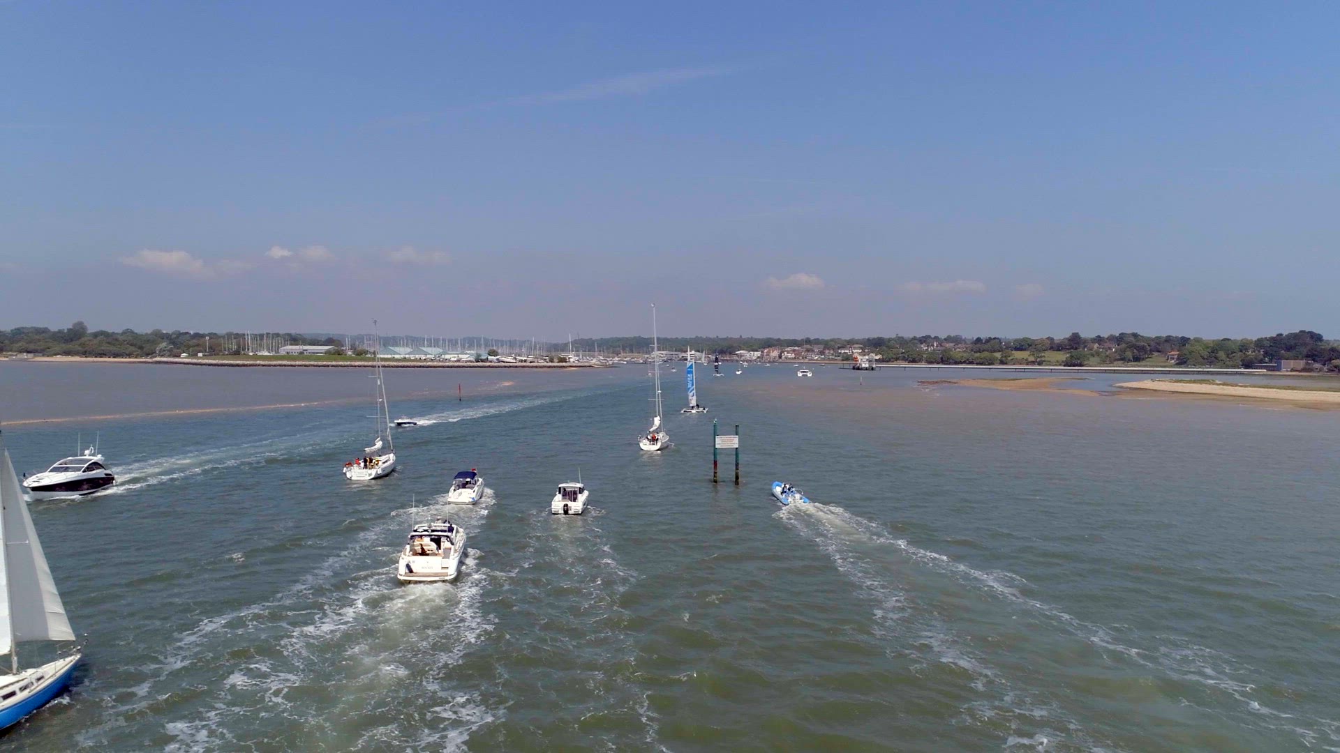 Aerial View of Pleasure Boats on a Sunny Day