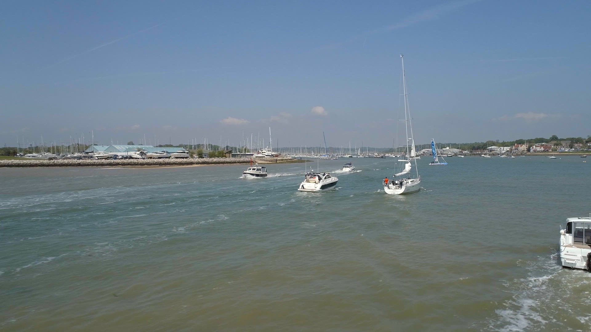 Aerial View of Pleasure Boats on a Sunny Day