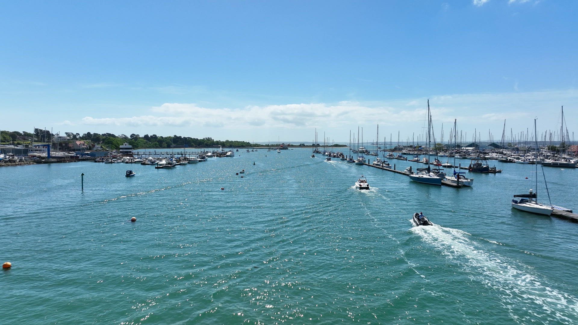 Powerboats, Yachts and Ships on the River Hamble in the Summer