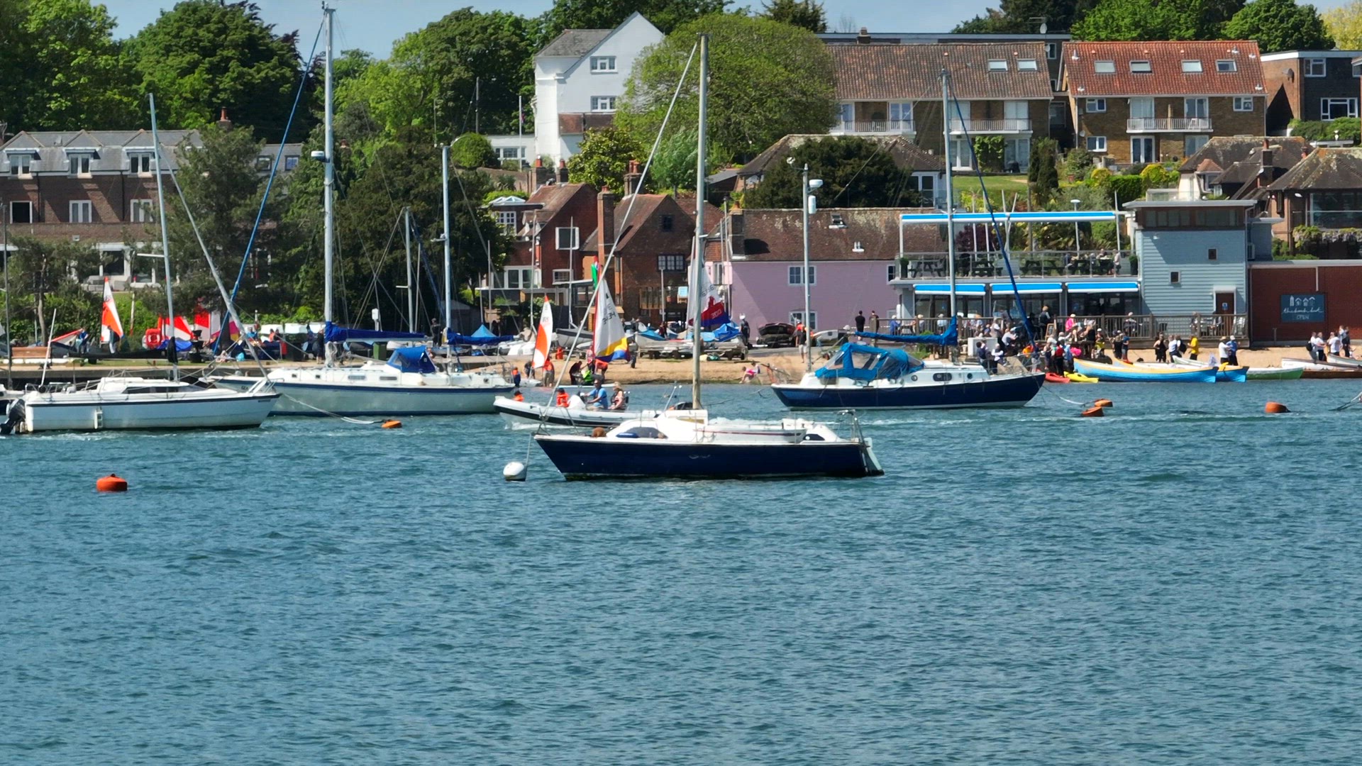Yachts, Boats and Vessels on a River in the Summer