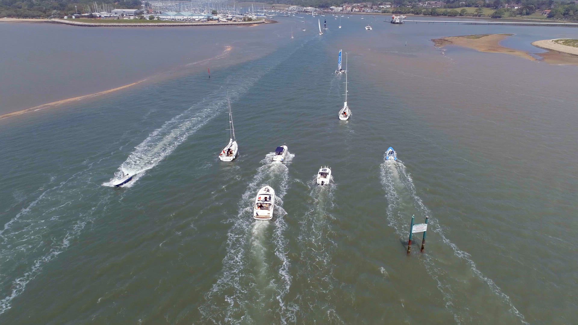 Aerial View of Pleasure Boats on a Sunny Day
