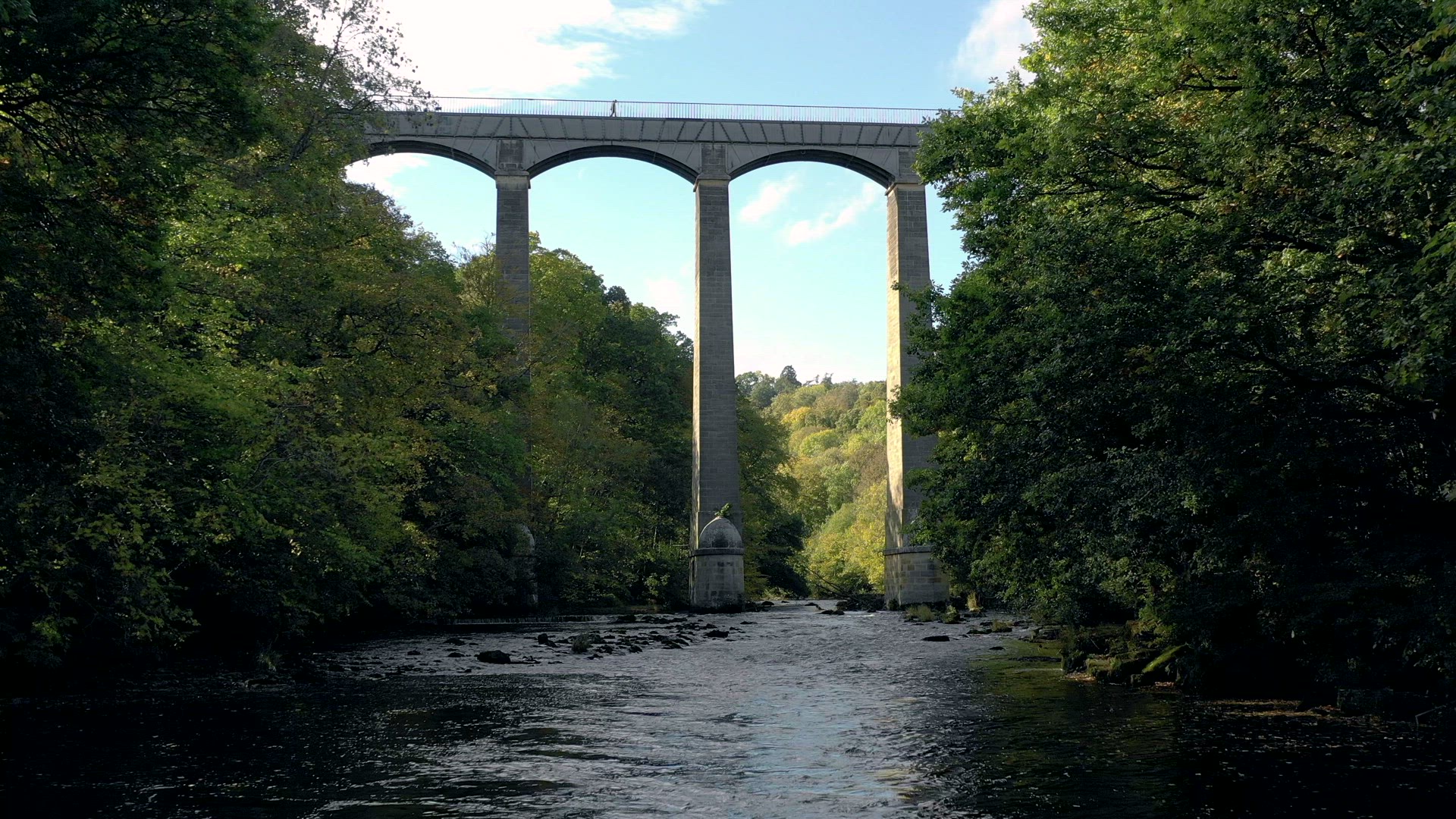 Pontcysyllte Aqueduct and River in Wales Aerial View