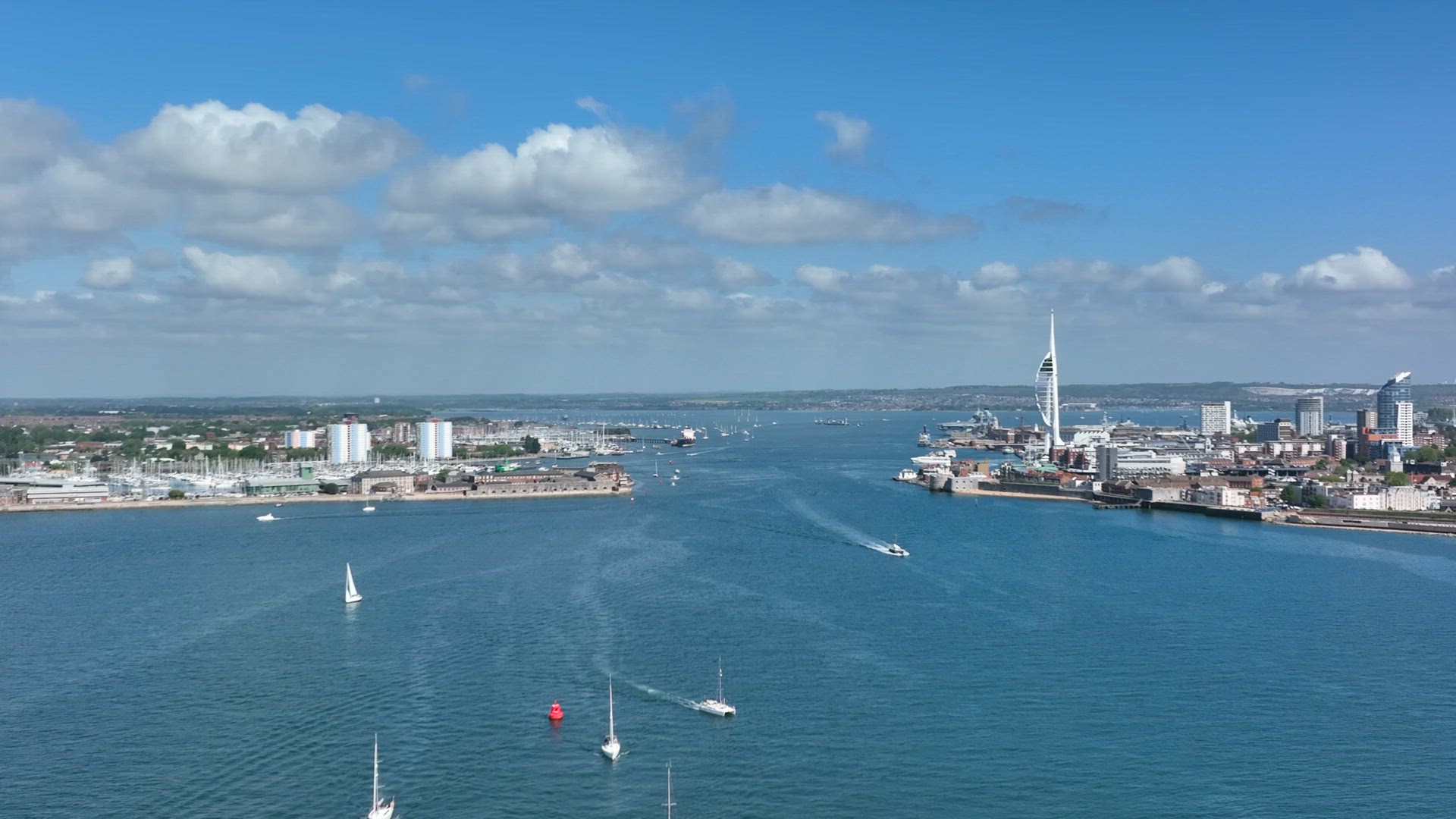 Portsmouth Harbour Entrance Aerial View in the Summer