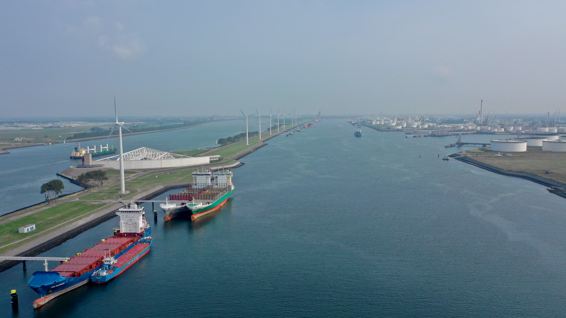 Time Lapse of Boats and Ships in Calandkanaal in the Port of Rotterdam
