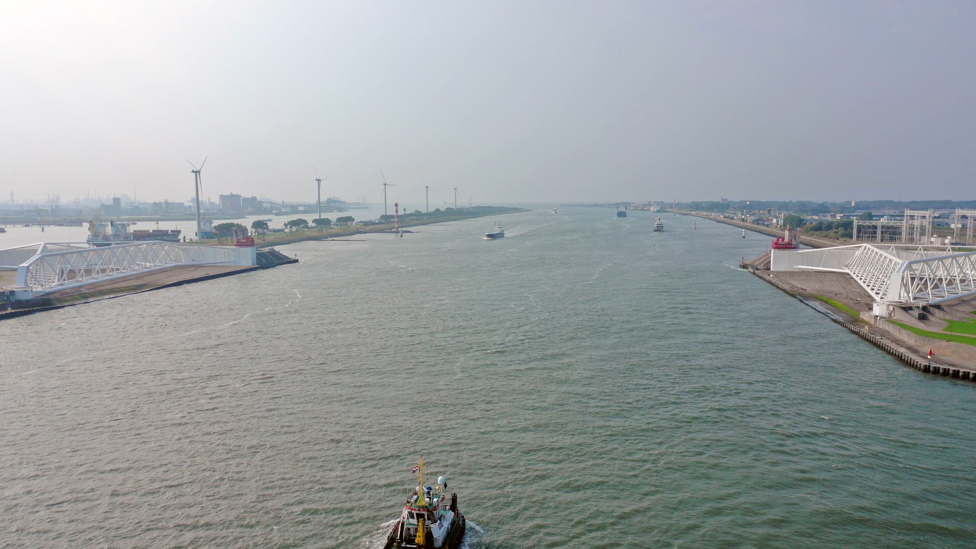 Time Lapse of Boats and Ships in Calandkanaal in the Port of Rotterdam