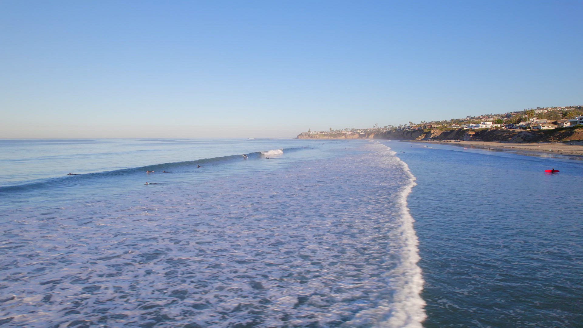 Surfers at Pacific Beach in the Early Morning in San Diego USA