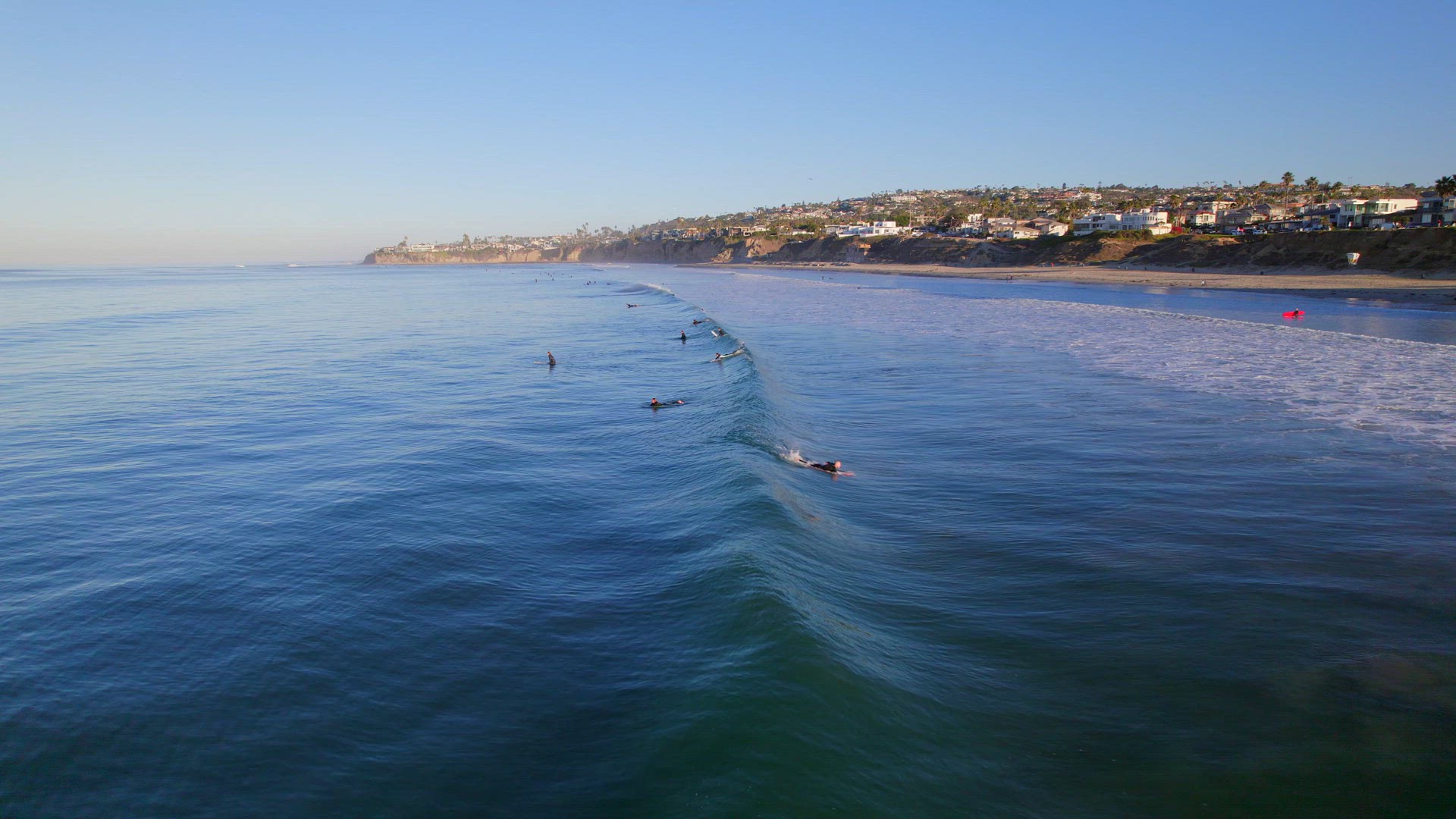 Surfers at Pacific Beach in the Early Morning in San Diego USA