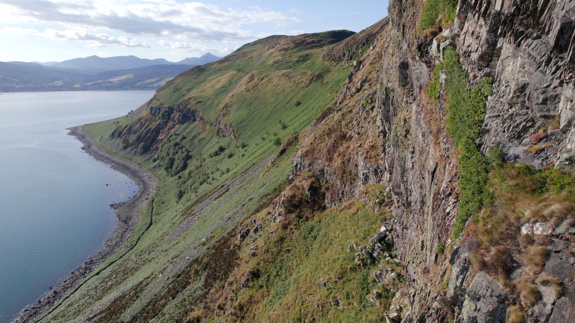 The Scottish Holy Isle with Mountainous and Coastal Landscape