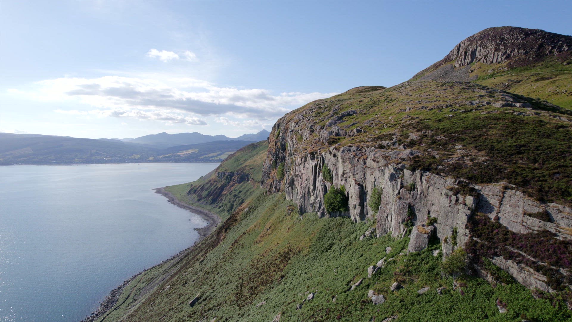 View of the Mountainous Scottish Landscape on the Holy Isle