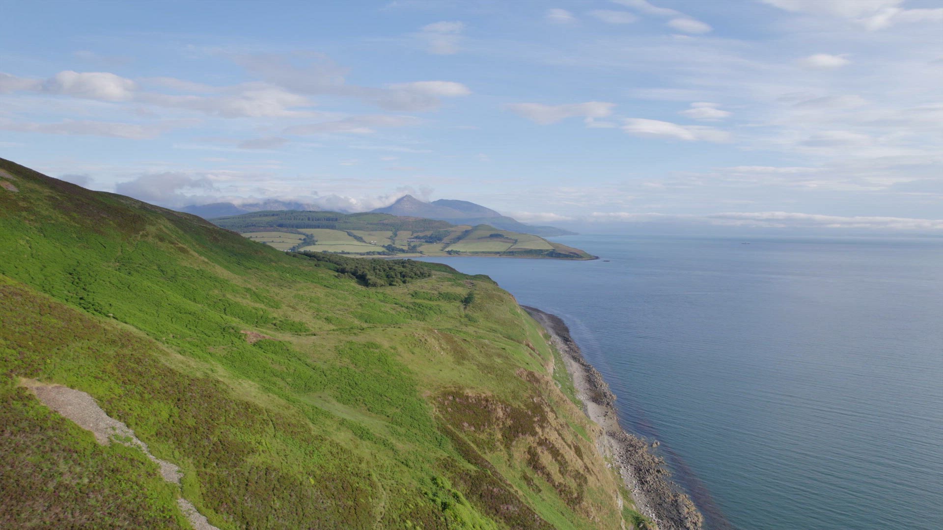 View of the Mountainous Scottish Landscape on the Holy Isle