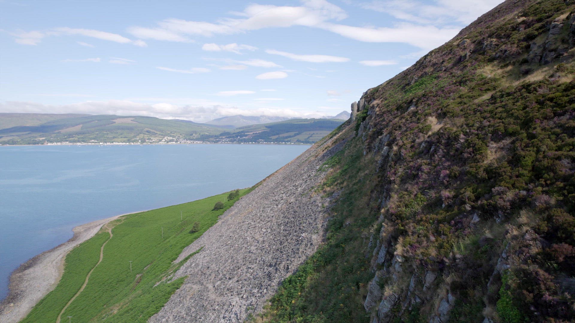 View of the Mountainous Scottish Landscape on the Holy Isle