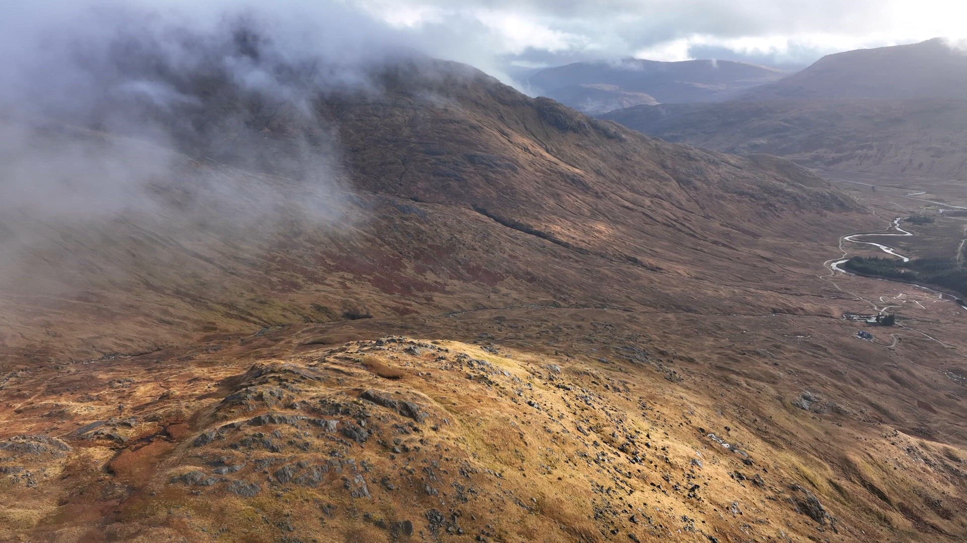 Scottish Landscape Aerial View in the Winter
