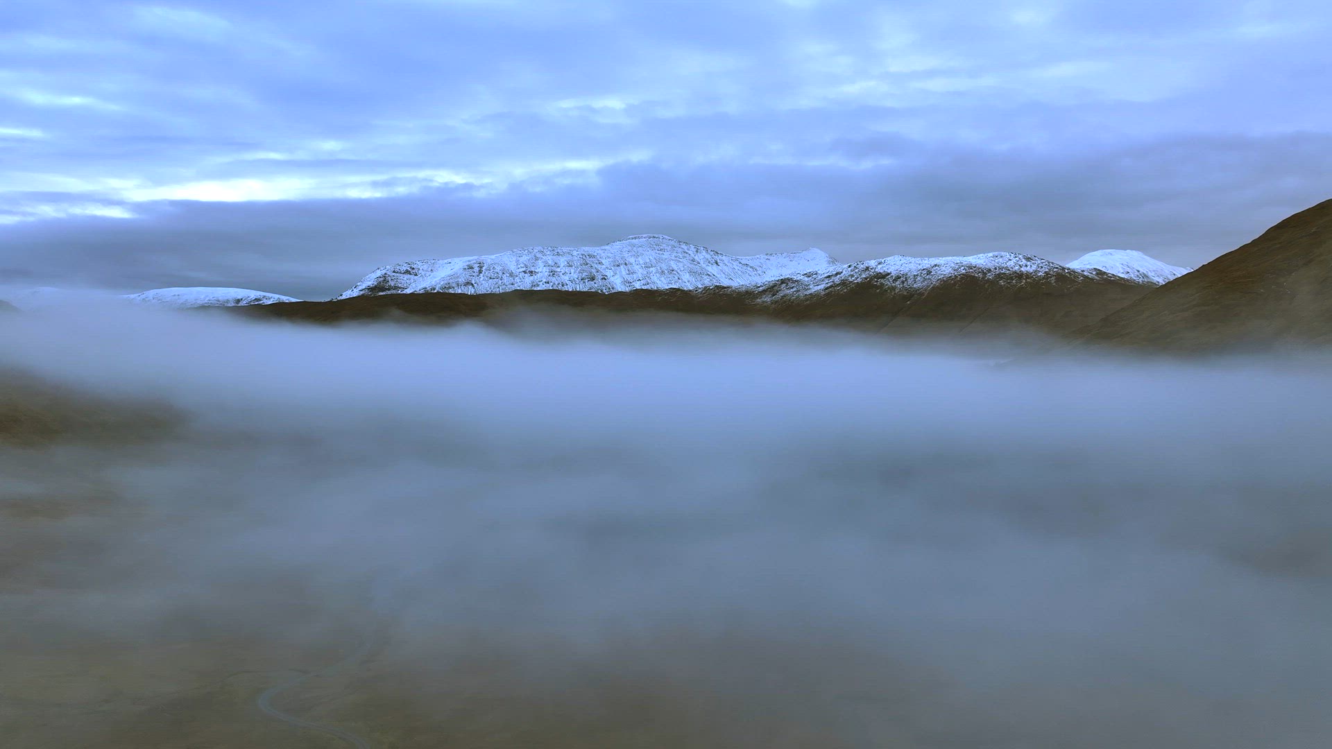 Foggy Morning in Scotland A Scottish Glen Has Low Laying Fog