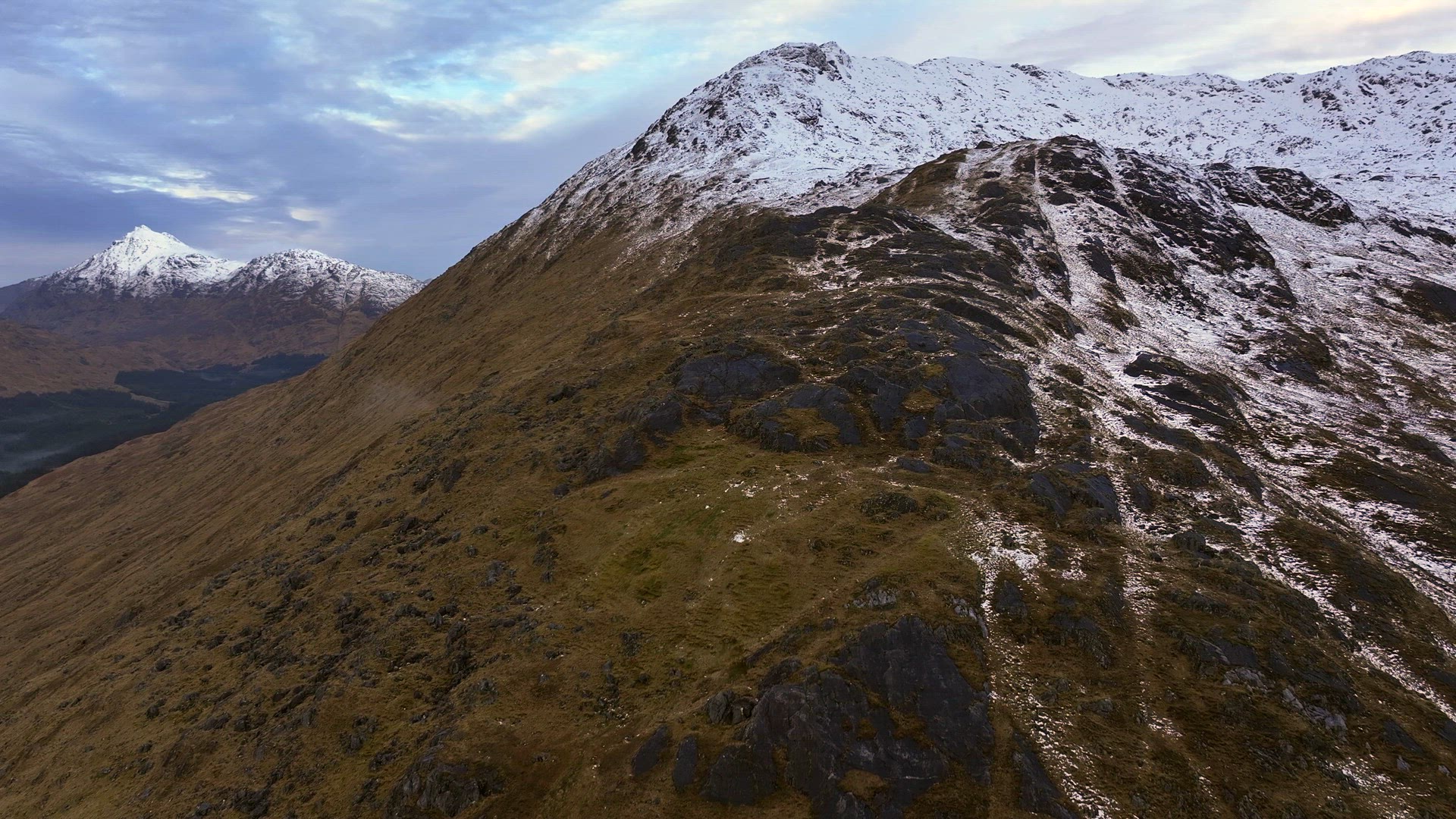 Aerial View of the Rugged Scottish Landscape in the Winter