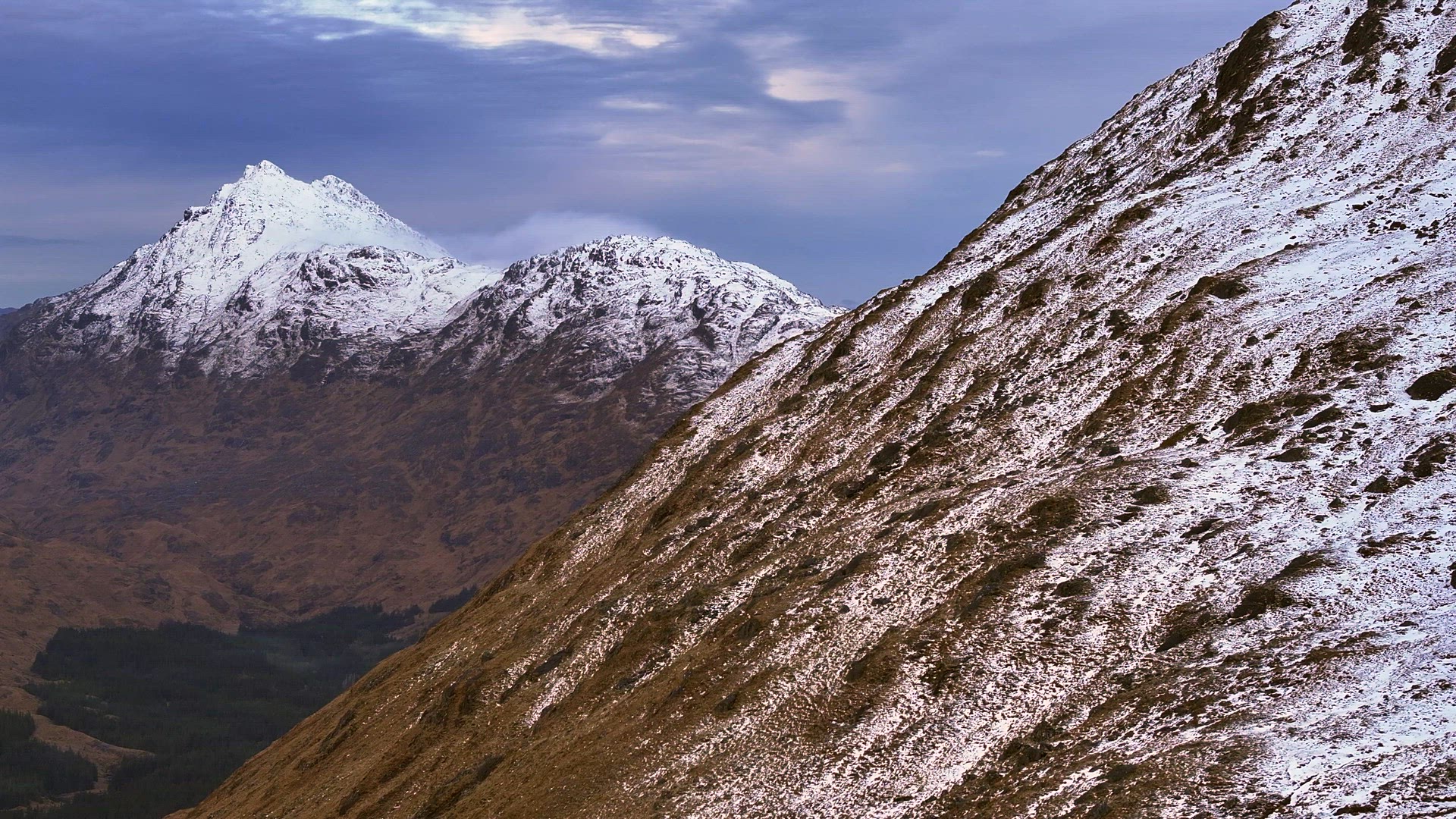 Scottish Highlands in the Winter the Rugged Mountains Covered in Snow