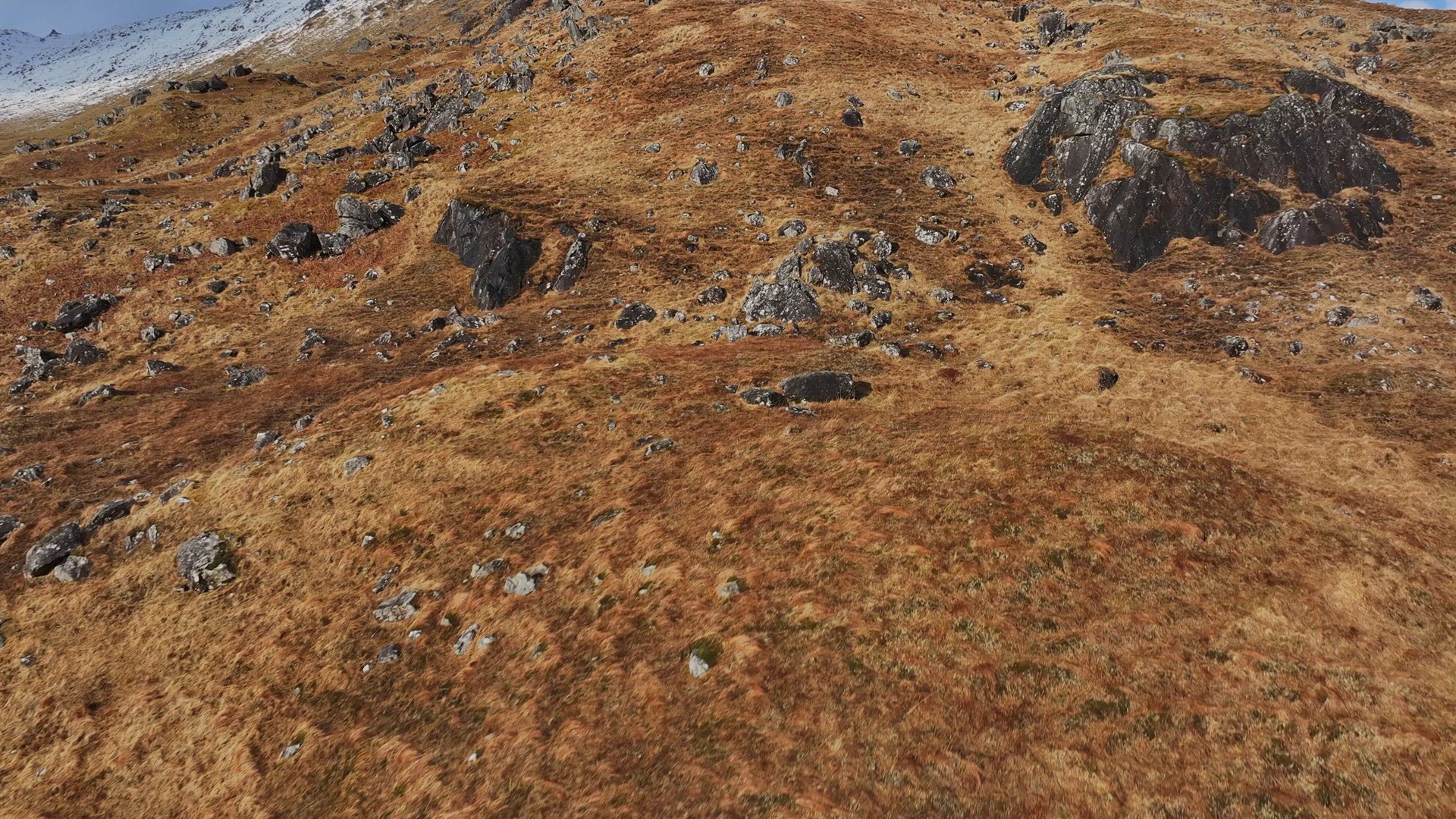 Rugged Scottish Landscape in the Spring Aerial View