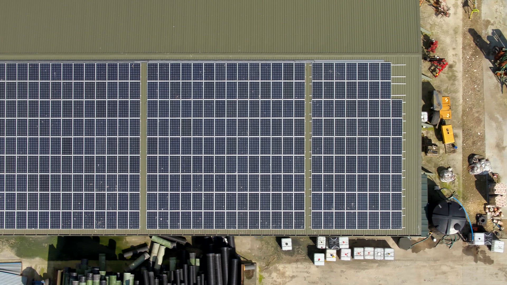 Aerial View of Solar Panels installed on a Roof