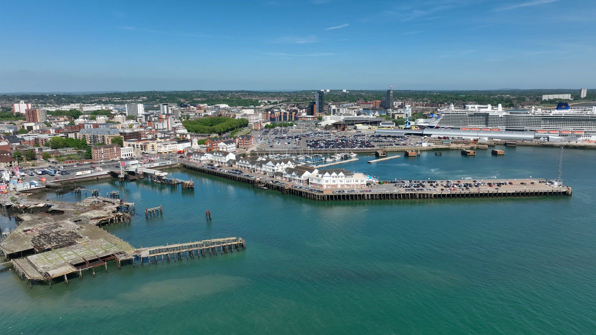 Southampton Ferry Terminal Aerial View in the Summer