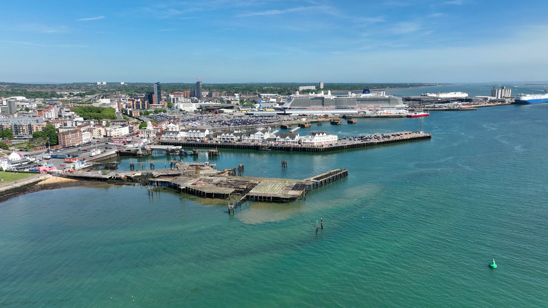Southampton Ferry Terminal Aerial View in the Summer