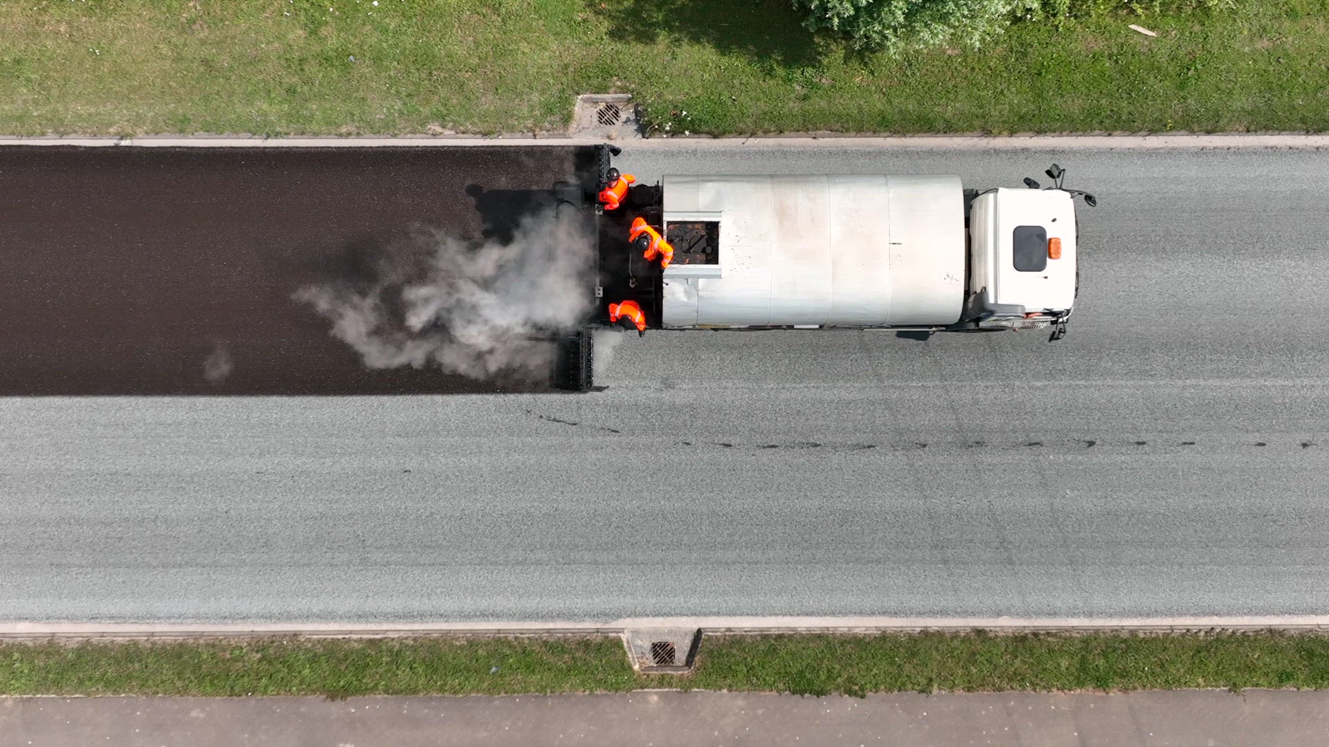 Micro Asphalt Road Resurfacing Process Aerial View