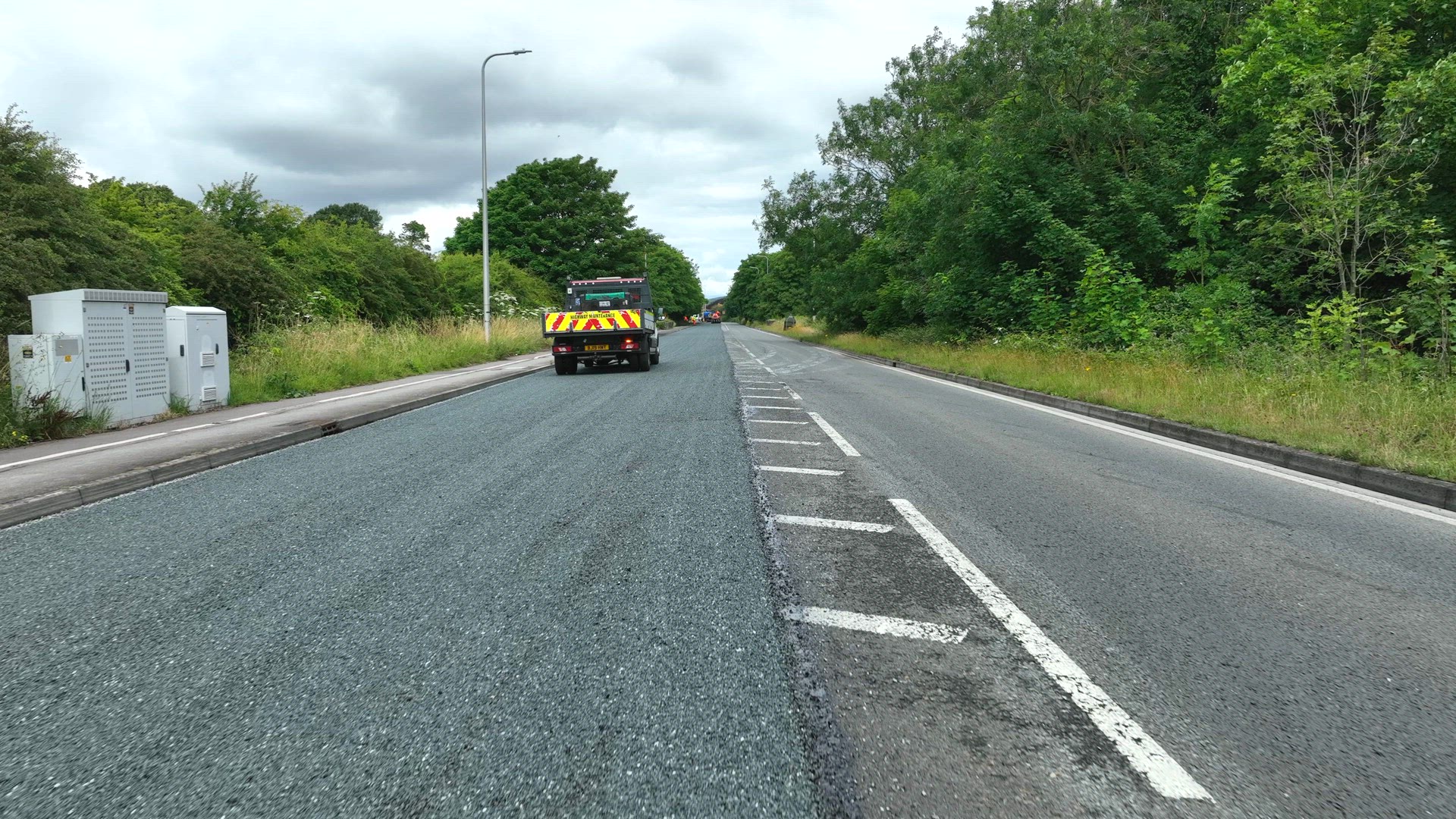Half Completed Road Following Micro Asphalt Process