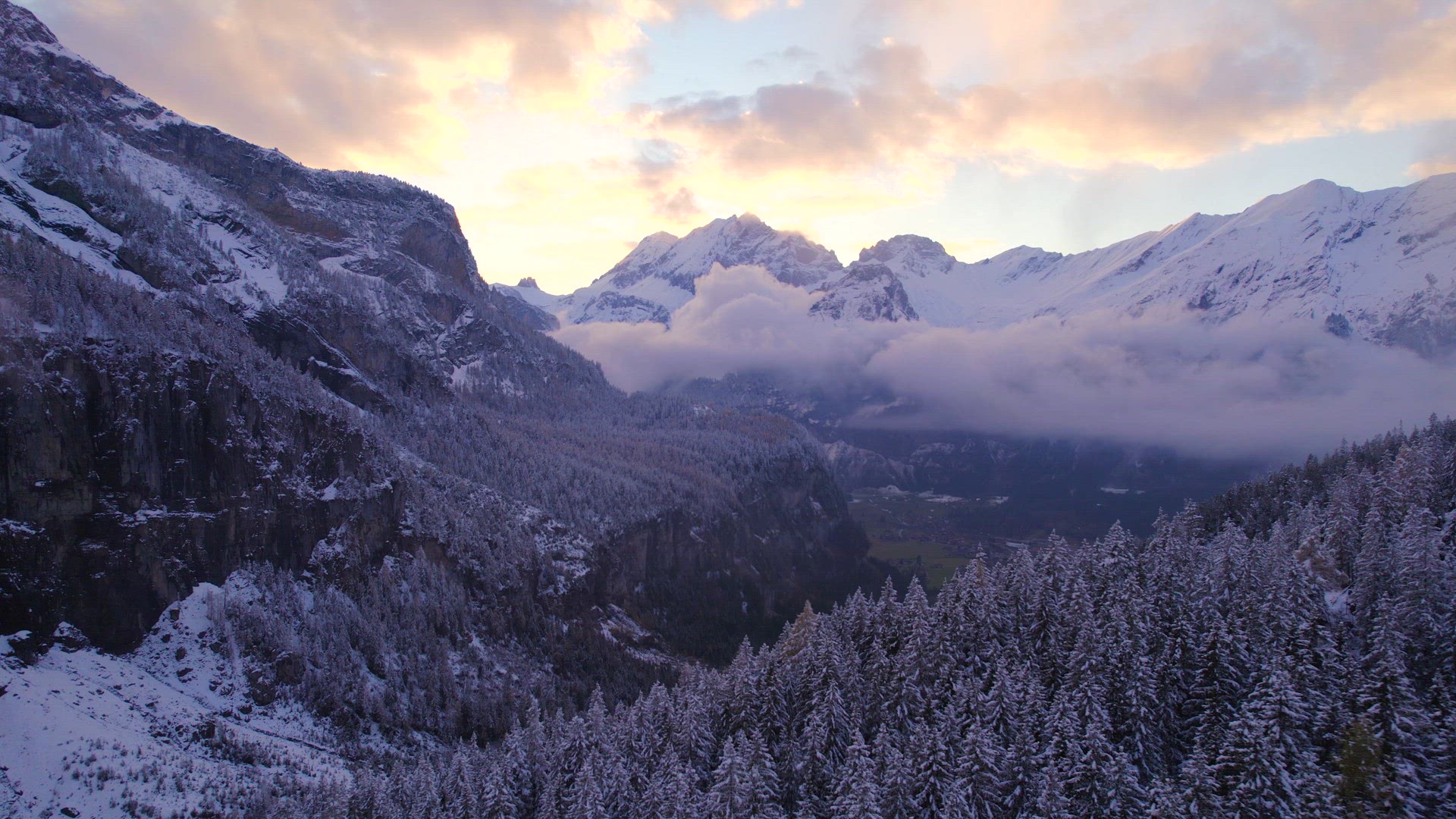 Switzerland in the Winter Snow Covered Mountains and Forests