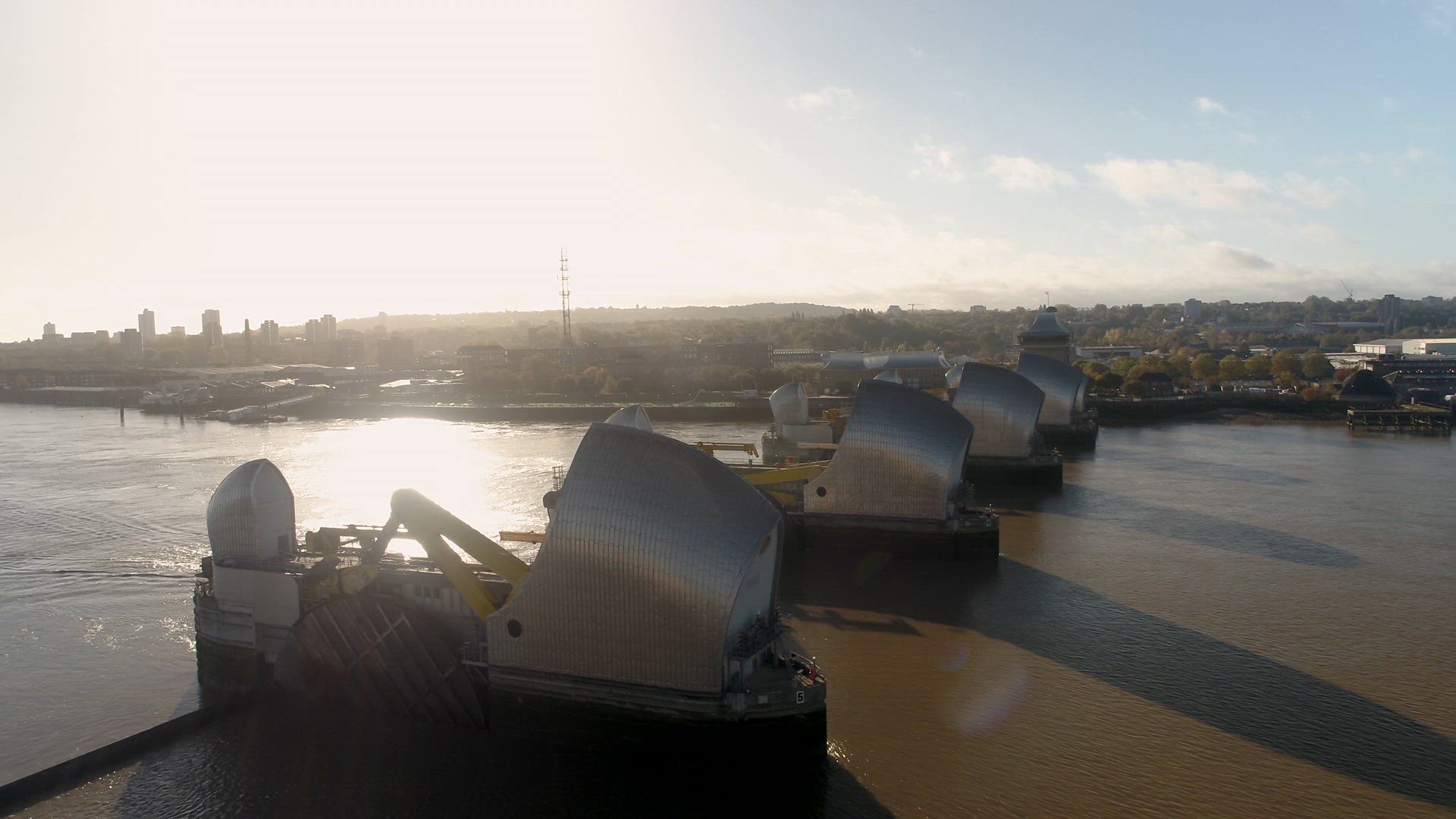 The Thames Barrier Protects London from Flooding During High Tides