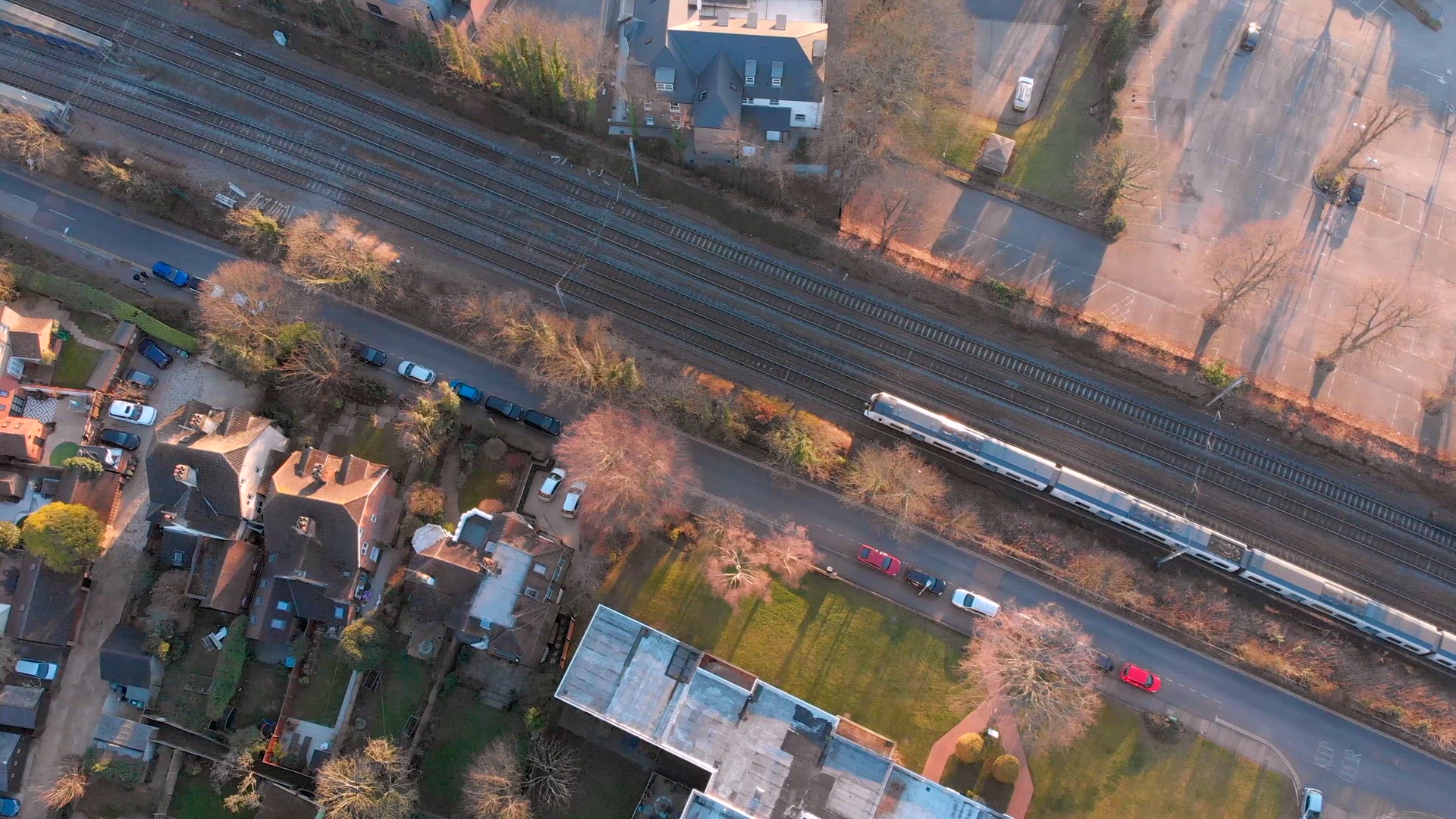 Bird's Eye View of a City Commuter Train