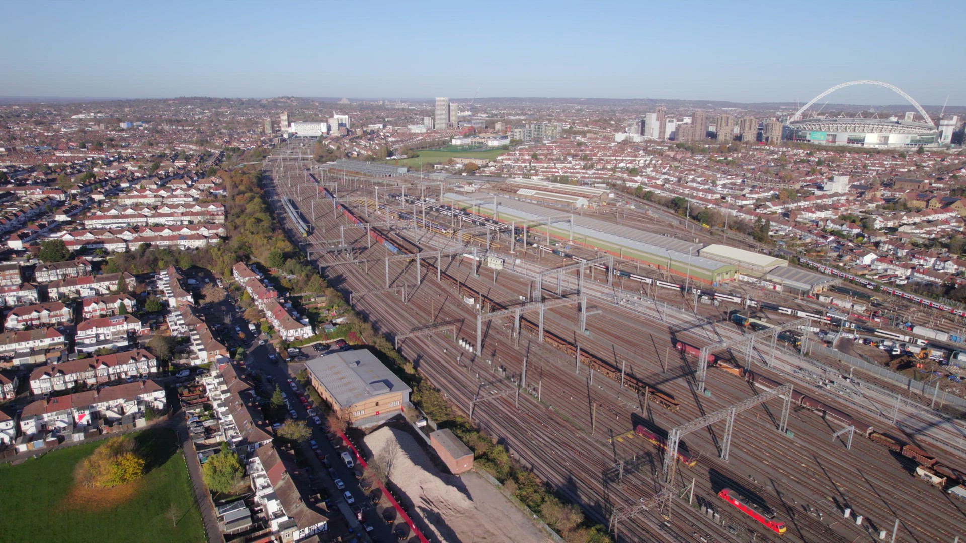 The M1 Motorway Near London in the Summer High Level Aerial View