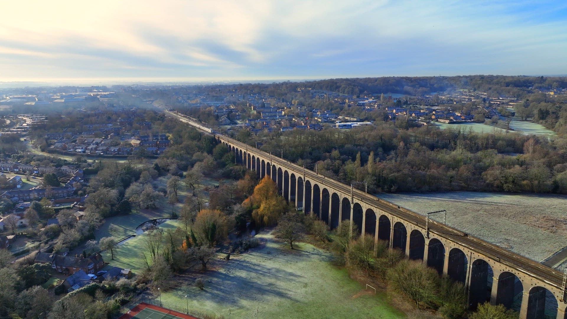 Fast Commuter Train Bound for London Passing Through a Tunnel