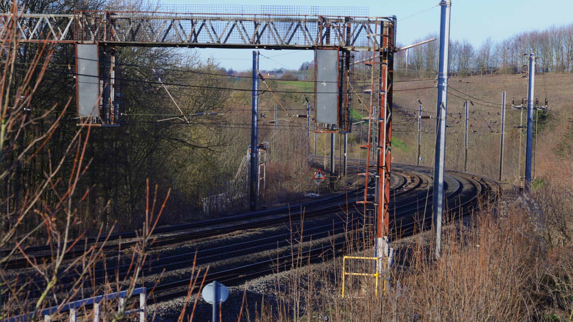 Timelapse of Commuter Trains on Busy Railway Tracks