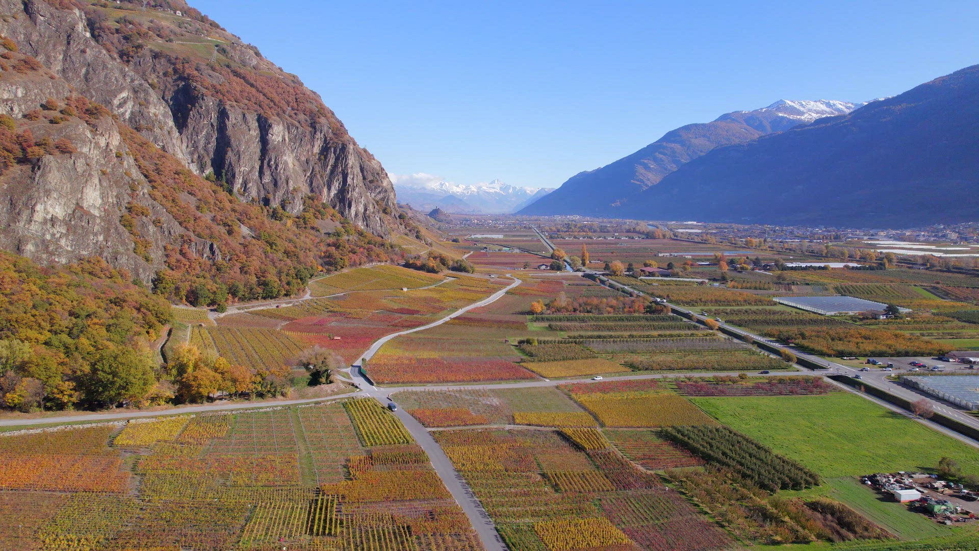 The Valais Wine Region in Switzerland Aerial View