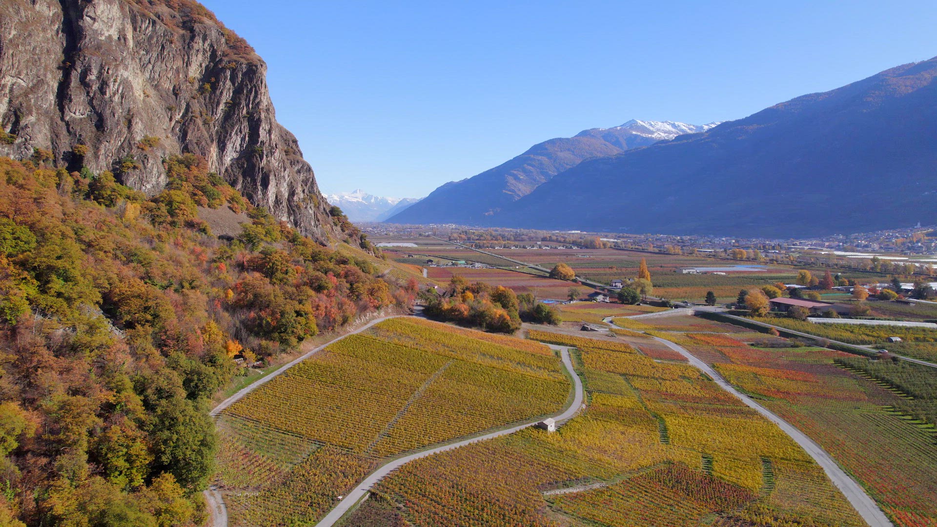 The Valais Wine Region in Switzerland Aerial View