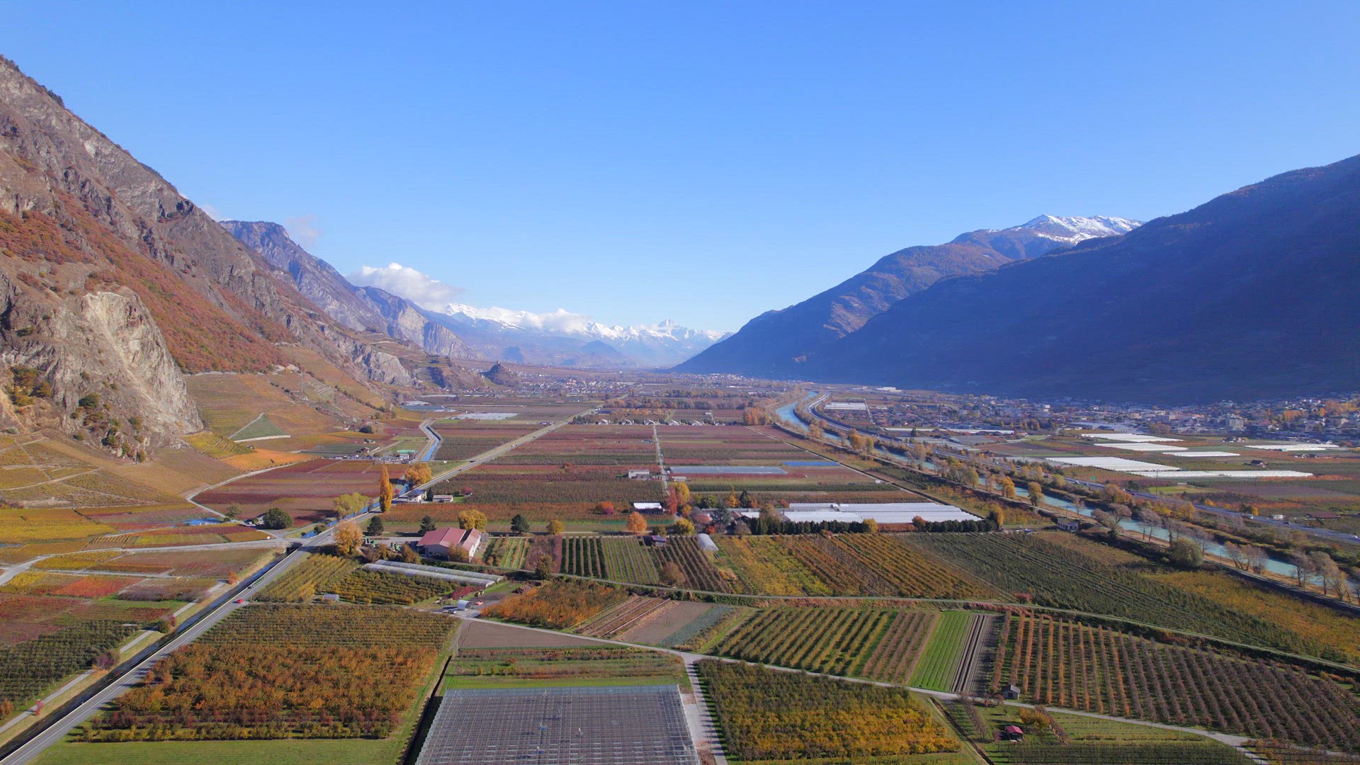 The Valais Wine Region in Switzerland Aerial View