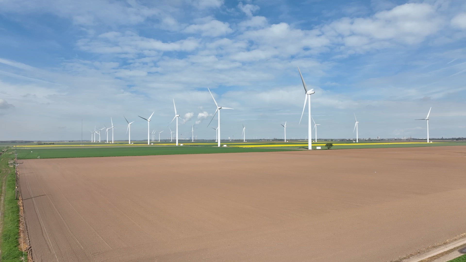 No Electricity Being Produced on a Wind Farm Due to a Calm Day