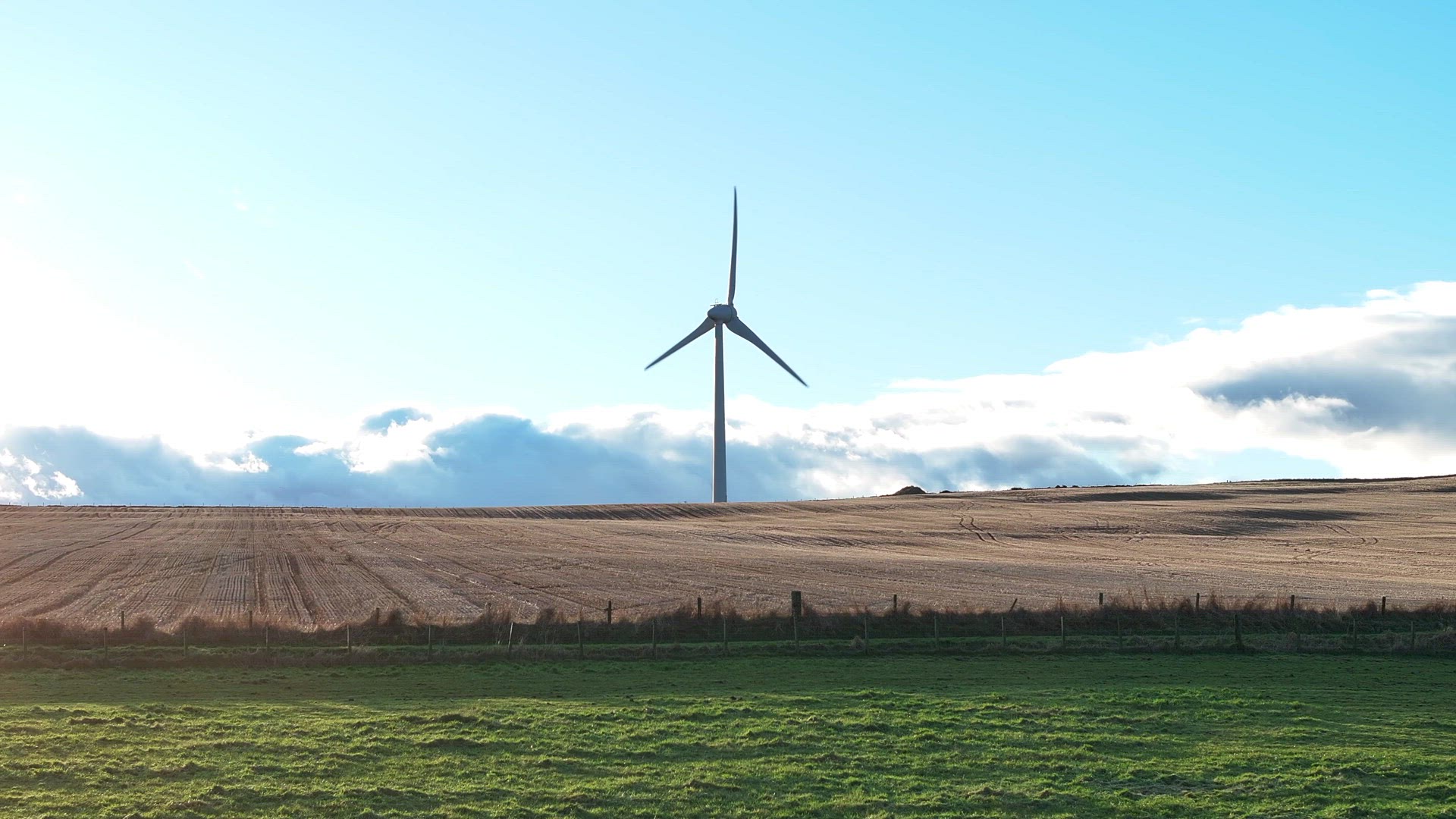 Onshore Wind Farm Turbine in the Countryside Aerial View