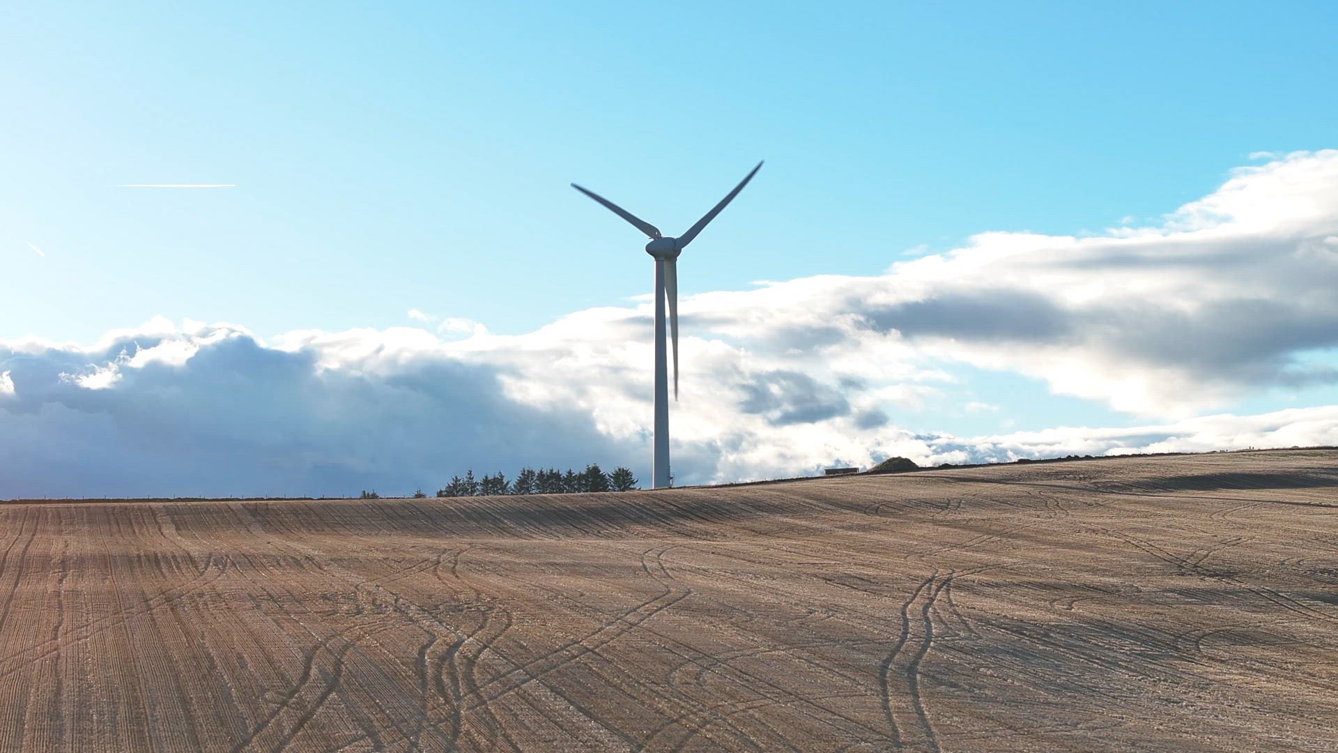 Onshore Wind Farm Turbine in the Countryside Aerial View